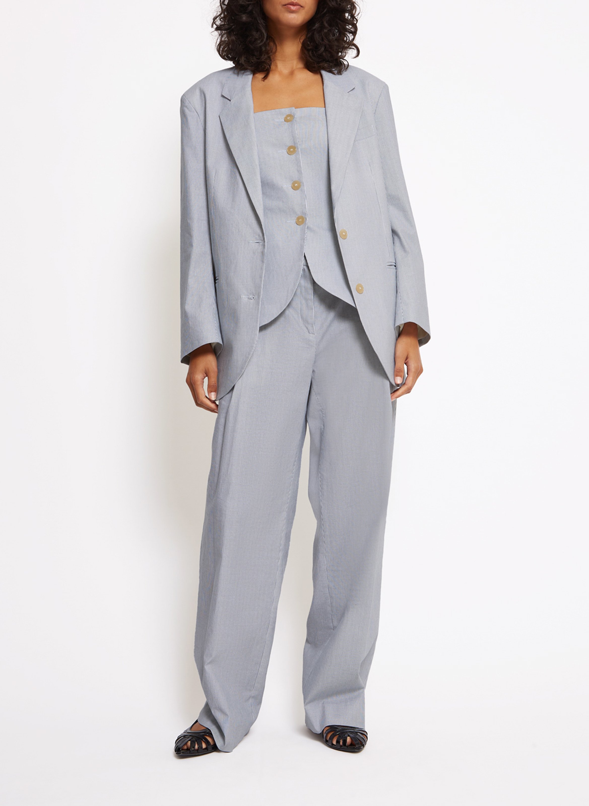 Veste de tailleut ajustée en lin mélangé ROSEANNA Blanc