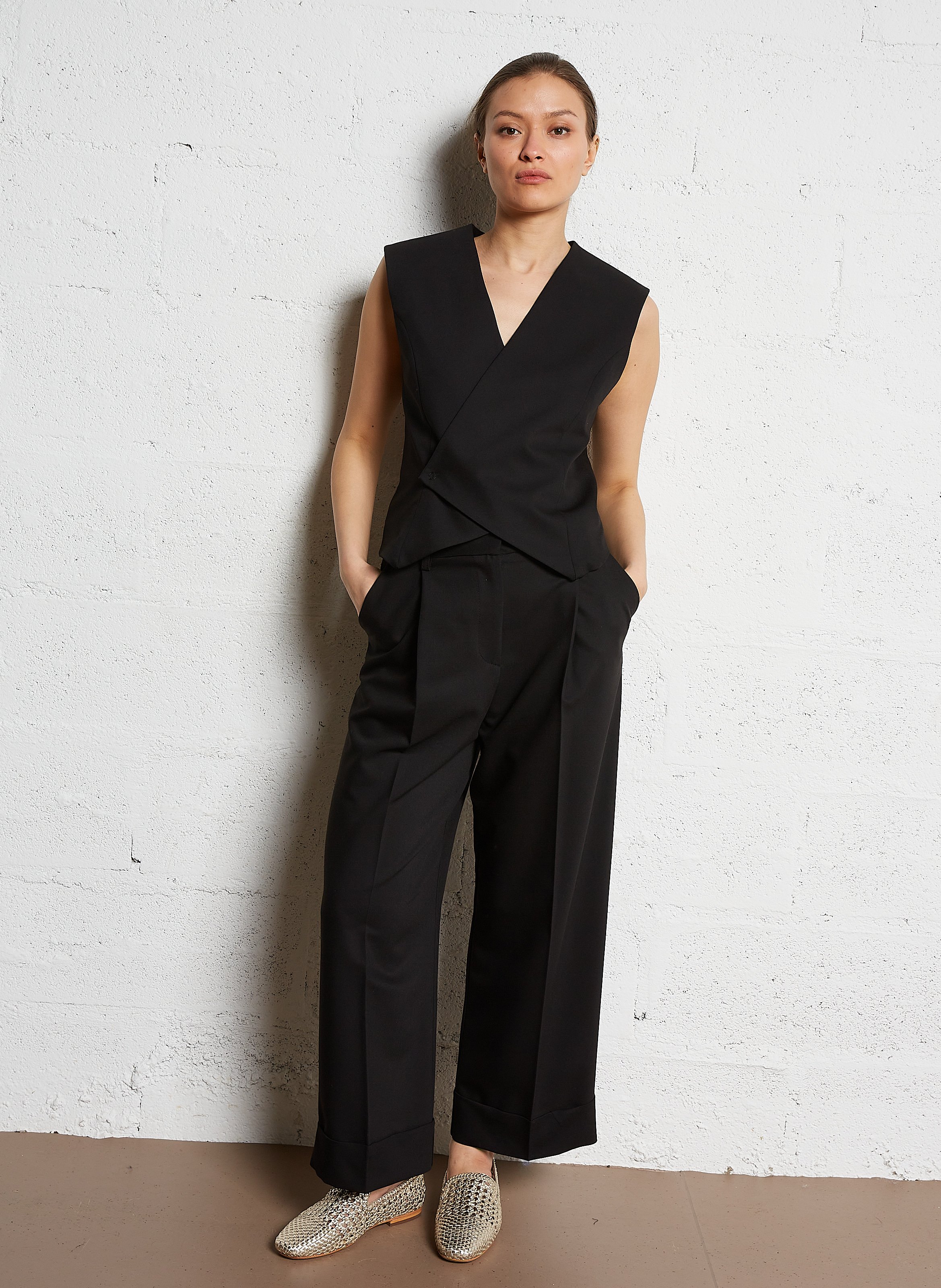 Straight double-breasted vest IMPERIAL Black