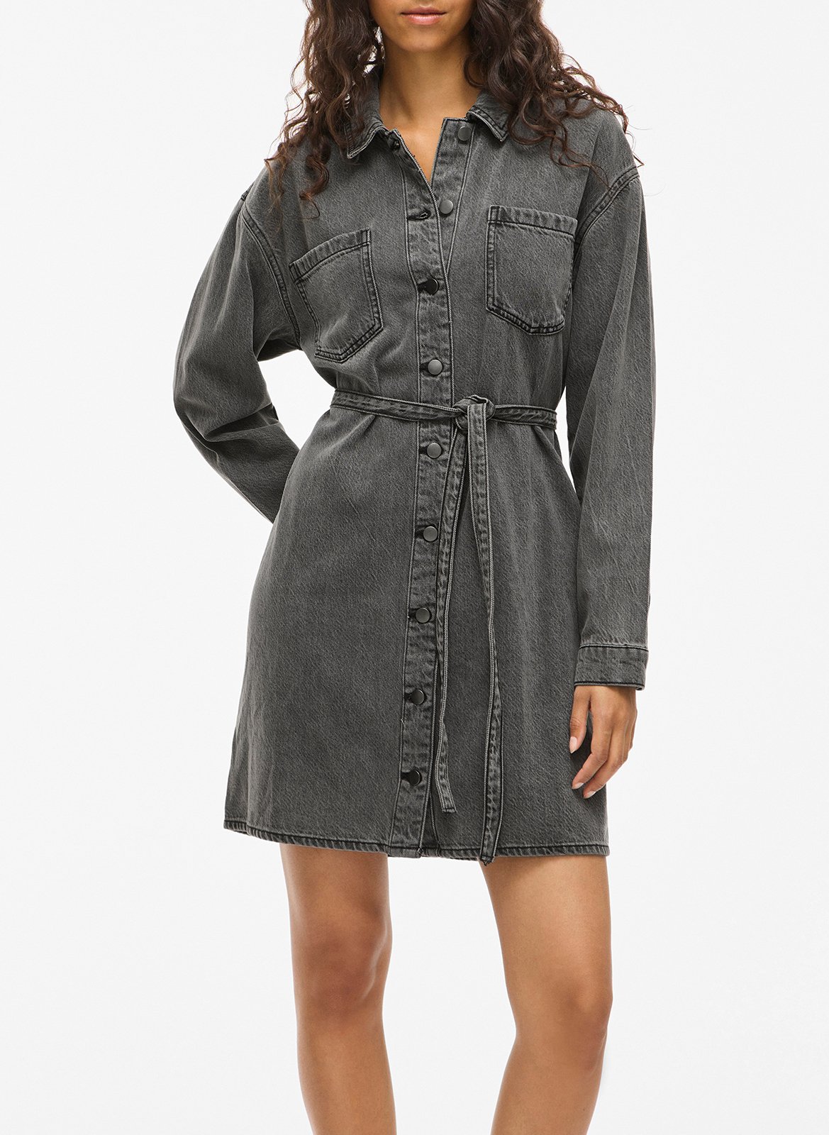 Robe courte col classique VILA Gris