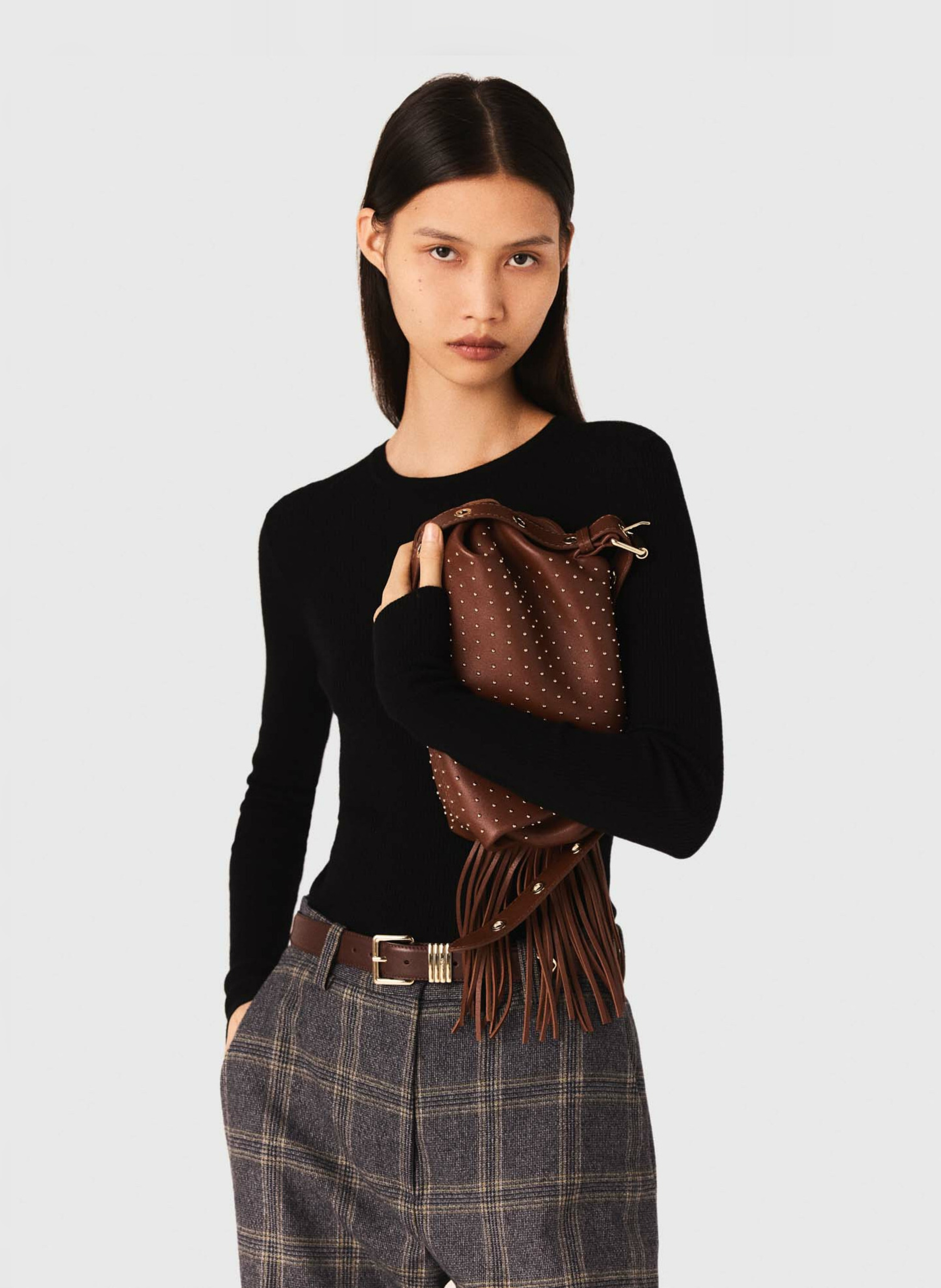 Pull col rond en laine mélangée MAJE Noir