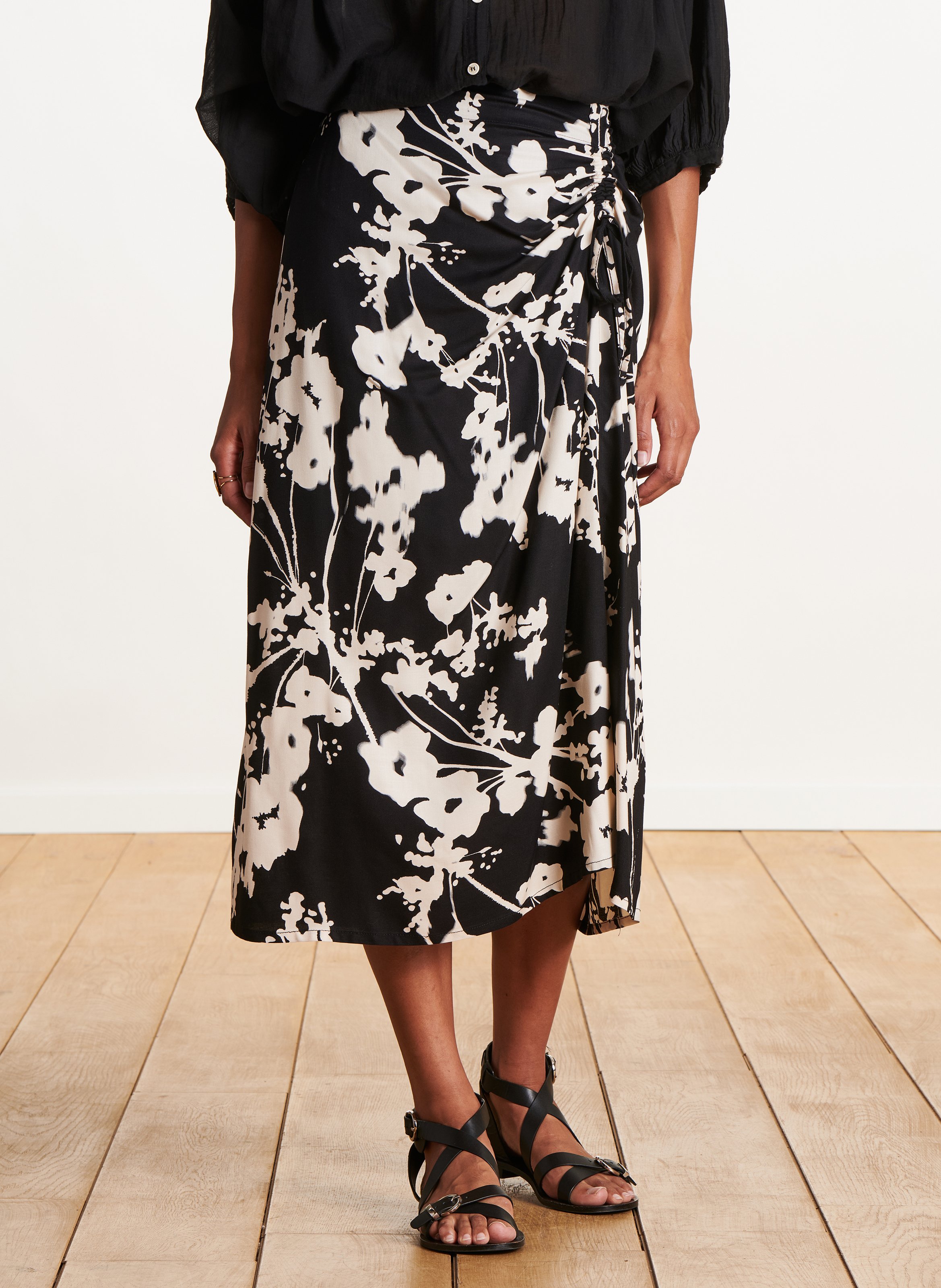 Long printed skirt LA FEE MARABOUTEE Black