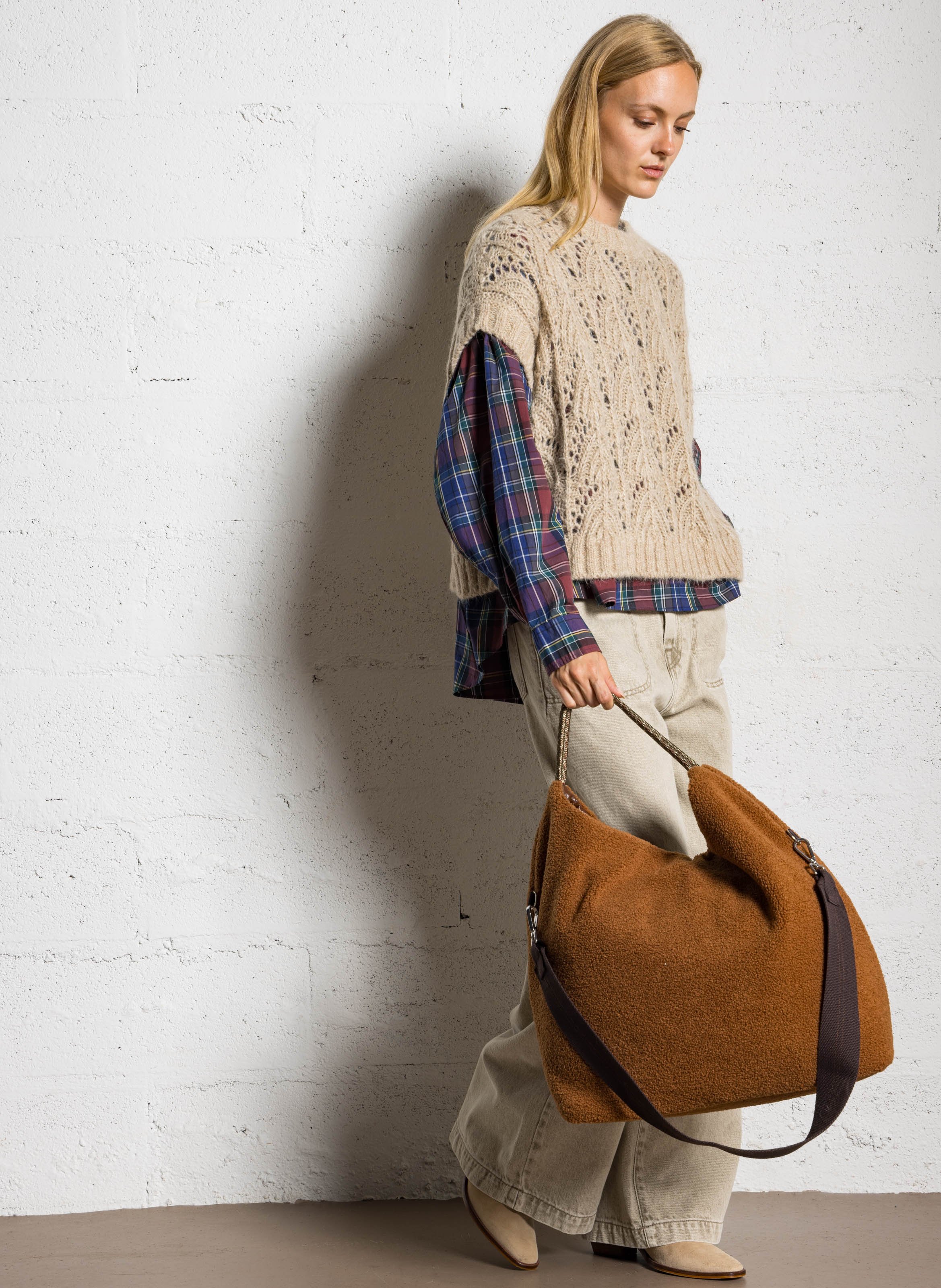 Schoudertas omkeerbaar effen BELLEROSE Bruin