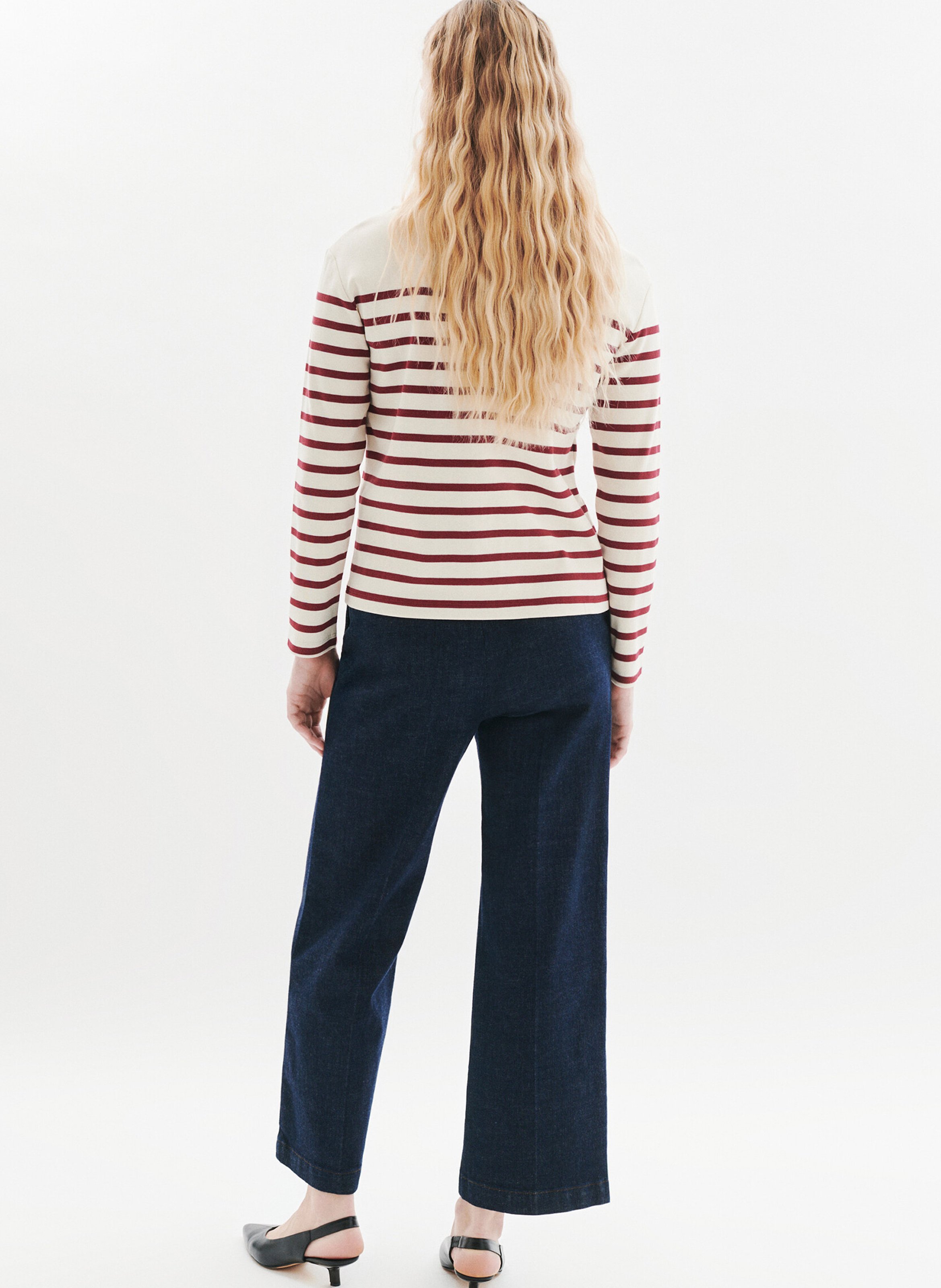 Boat-neck cotton T-shirt CAROLL Red