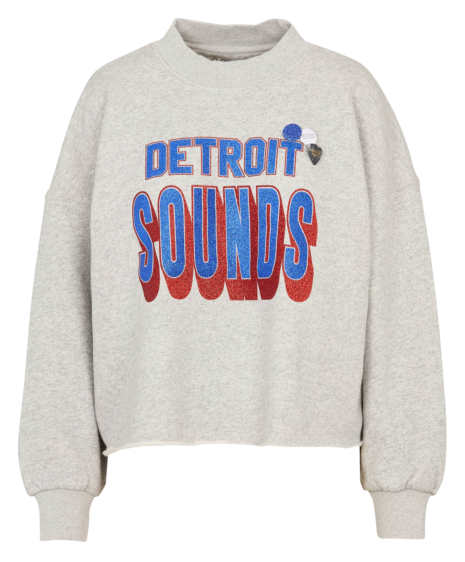 Sweat ample col montant sérigraphie paillettes en coton NEWTONE Gris