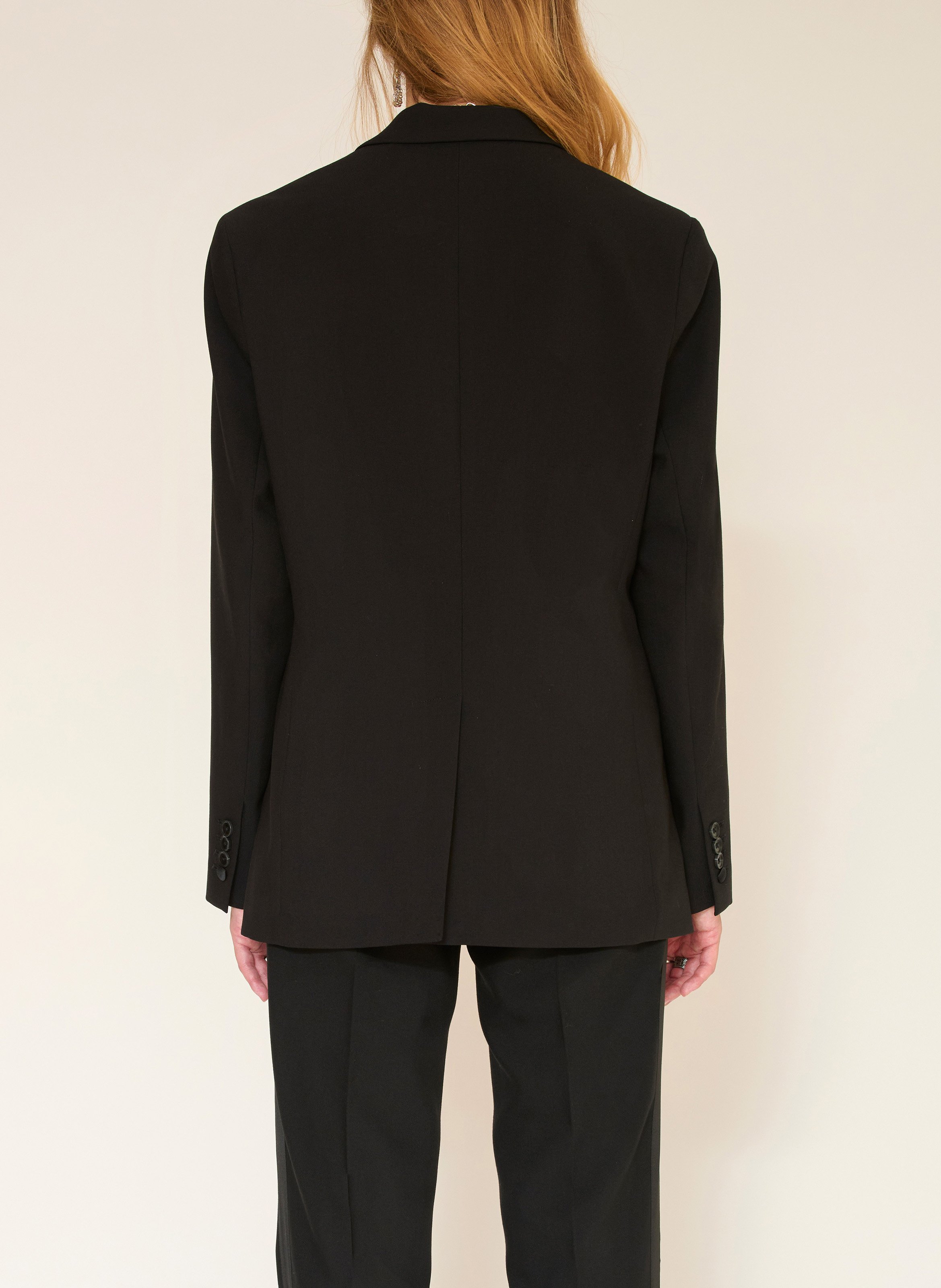 Veste ajustée col tailleur détails satinés MKT Noir
