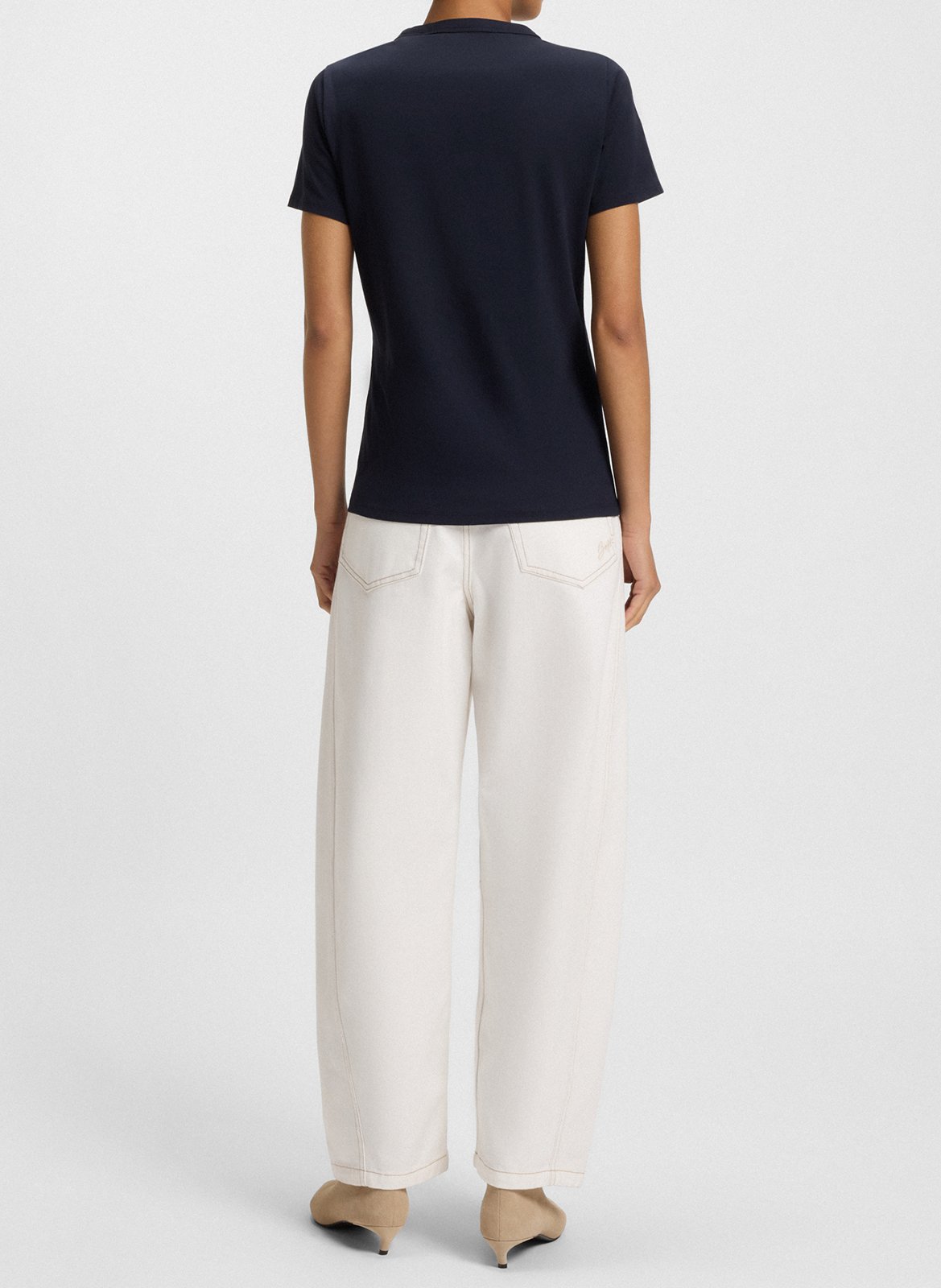 Tee-shirt droit uni à détail brodé BOSS Bleu