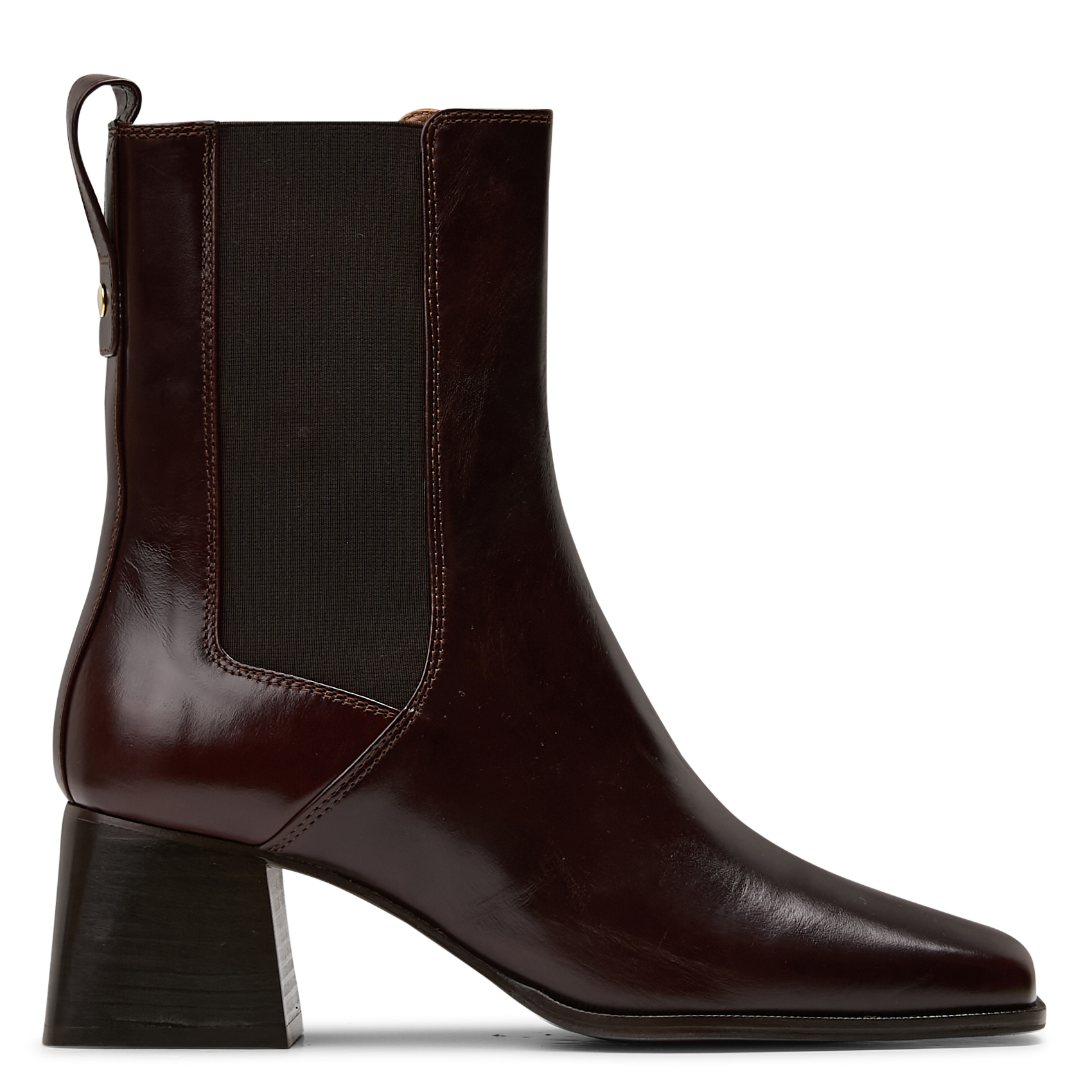 Bottines à talons à bouts carré en cuir BOBBIES Marron