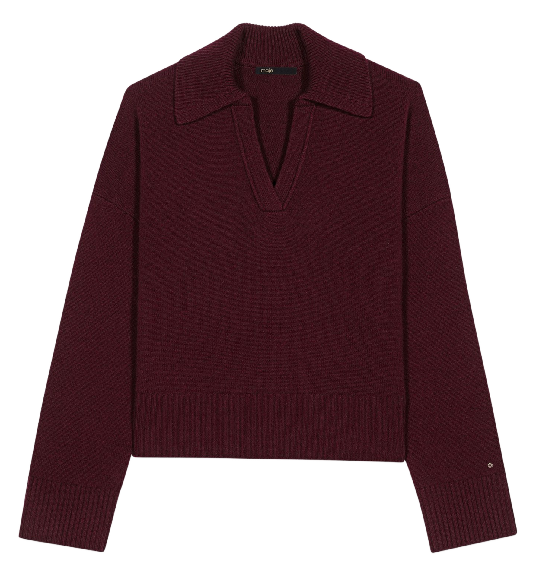 Blossom V-neck wool-blend sweater MAJE Red