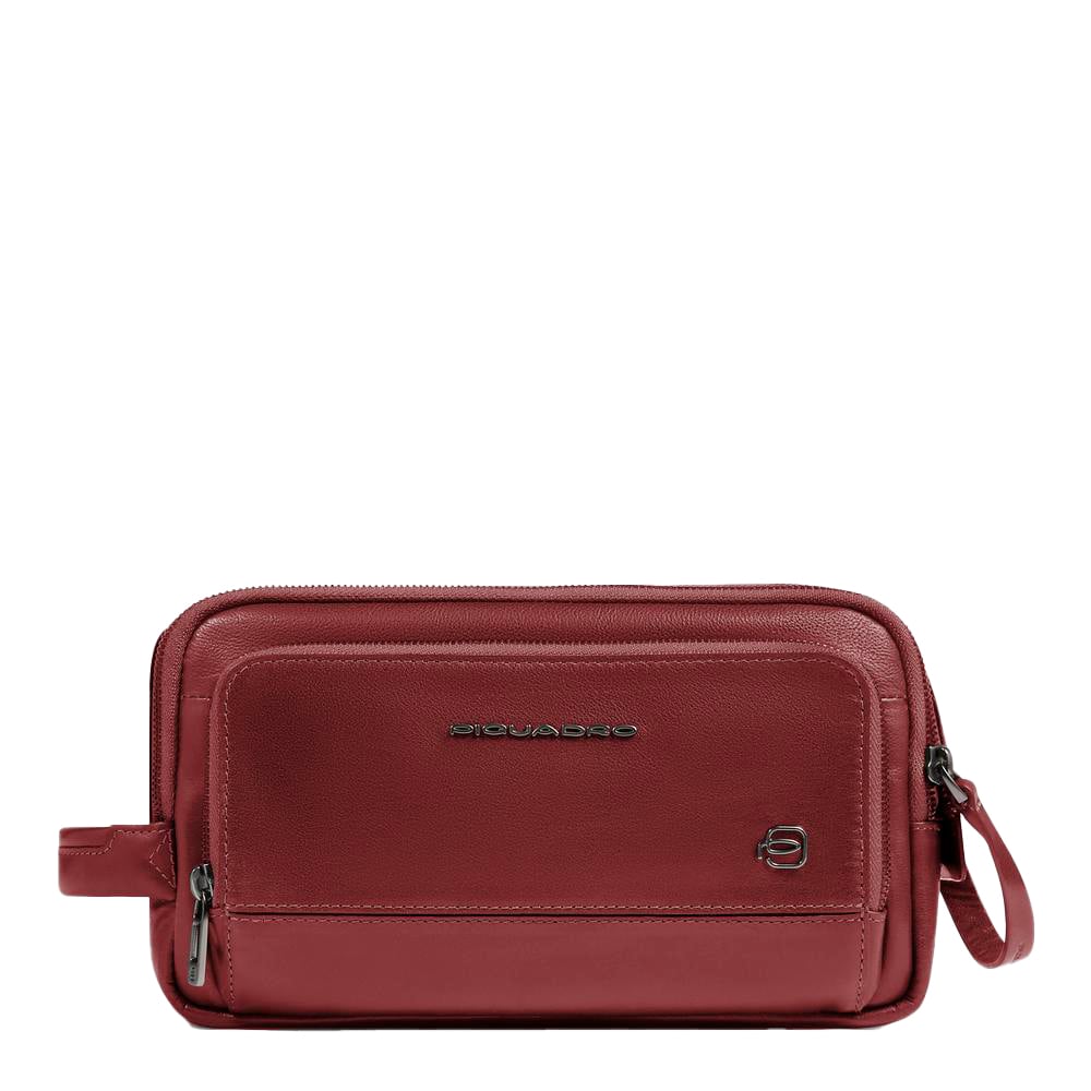 Leather toiletry bag PIQUADRO Brown