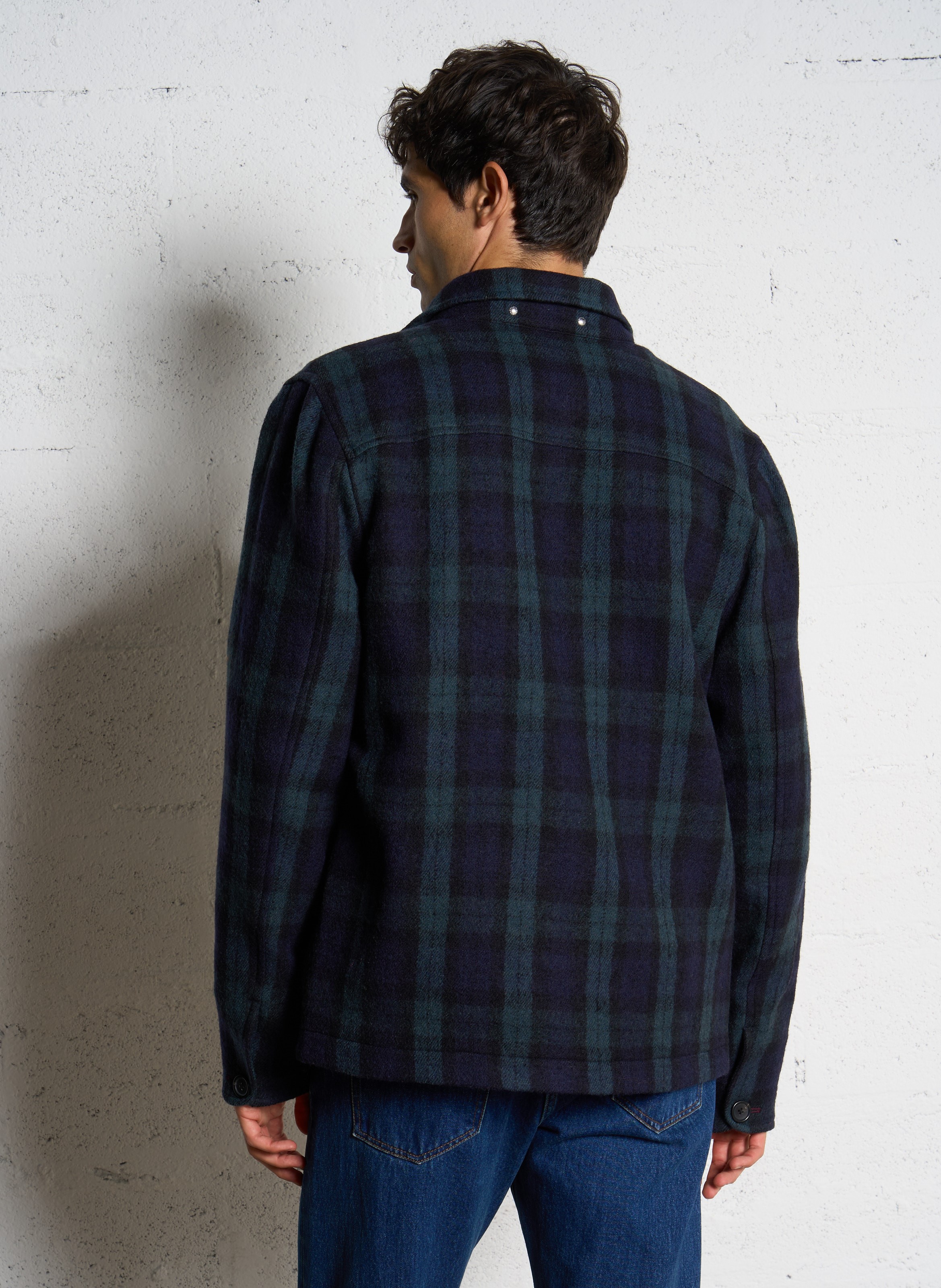 Straight classic collar wool overshirt in check pattern PAUL SMITH Black