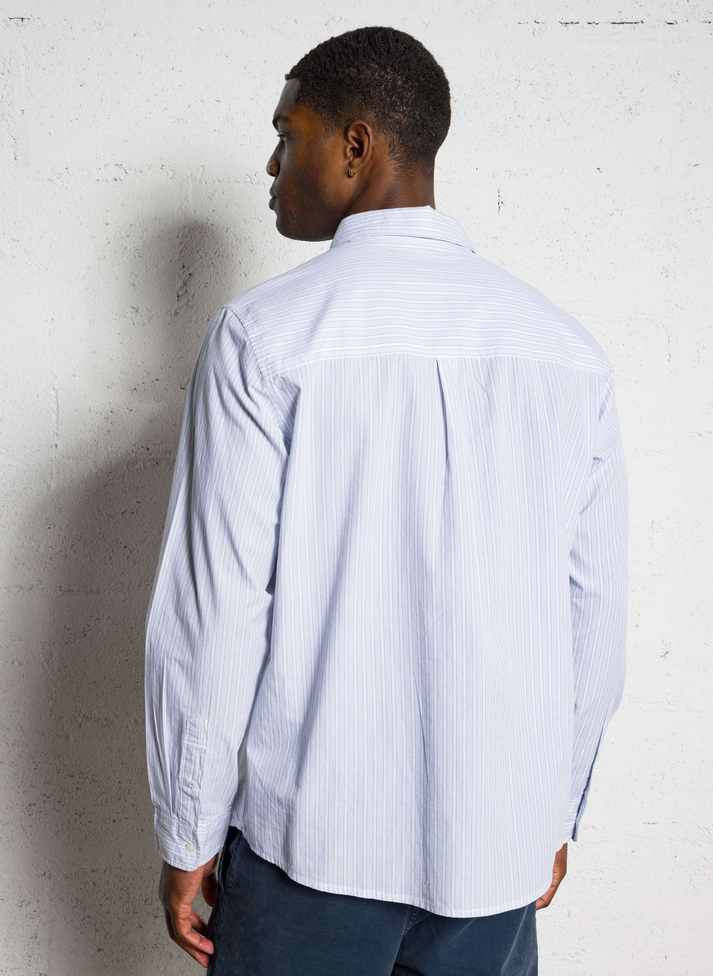 Buttoned striped decorated shirt with long sleeves PEPE JEANS Blue