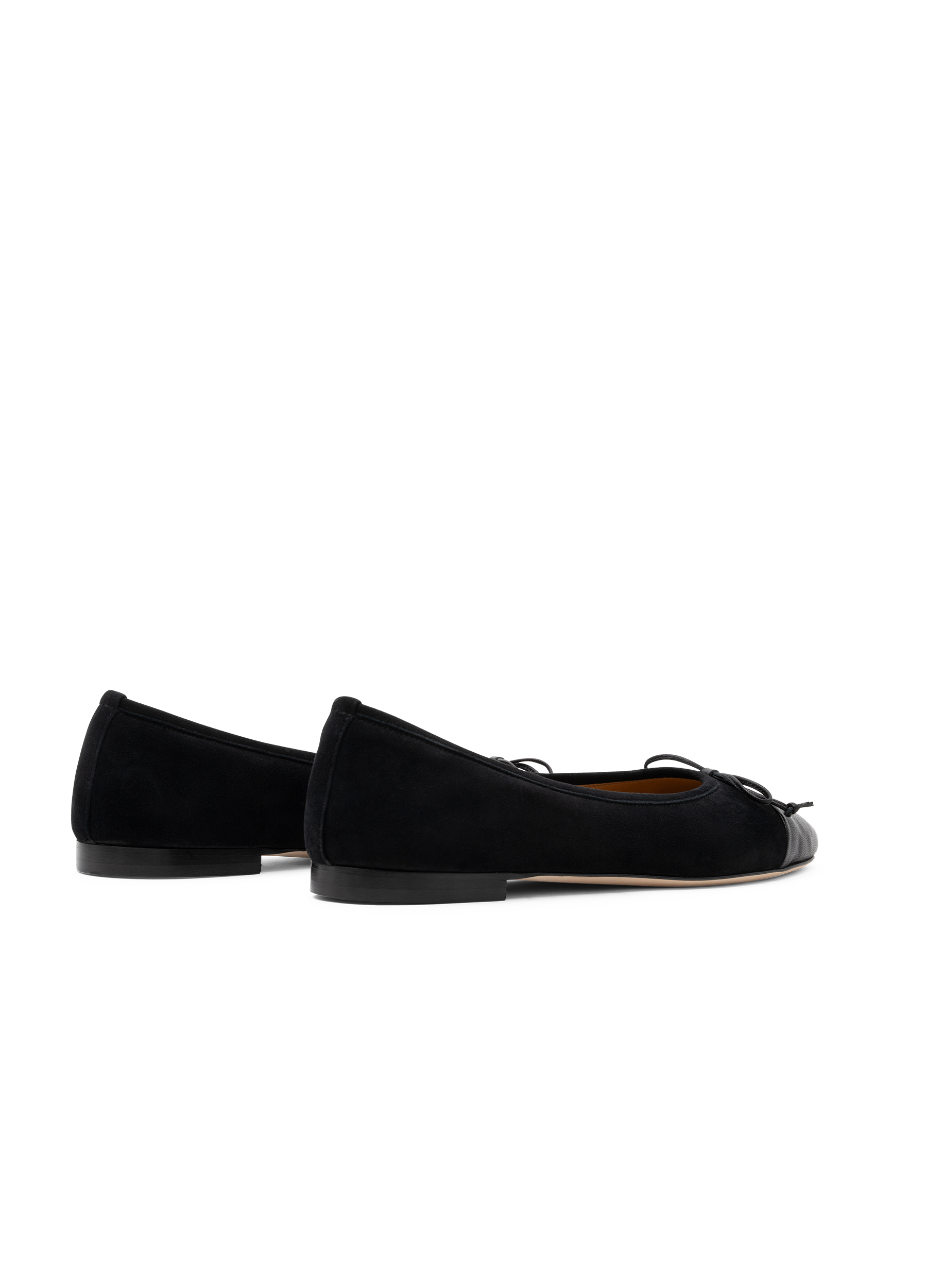 Black suede leather ballet flats PARALLELE PARIS Black