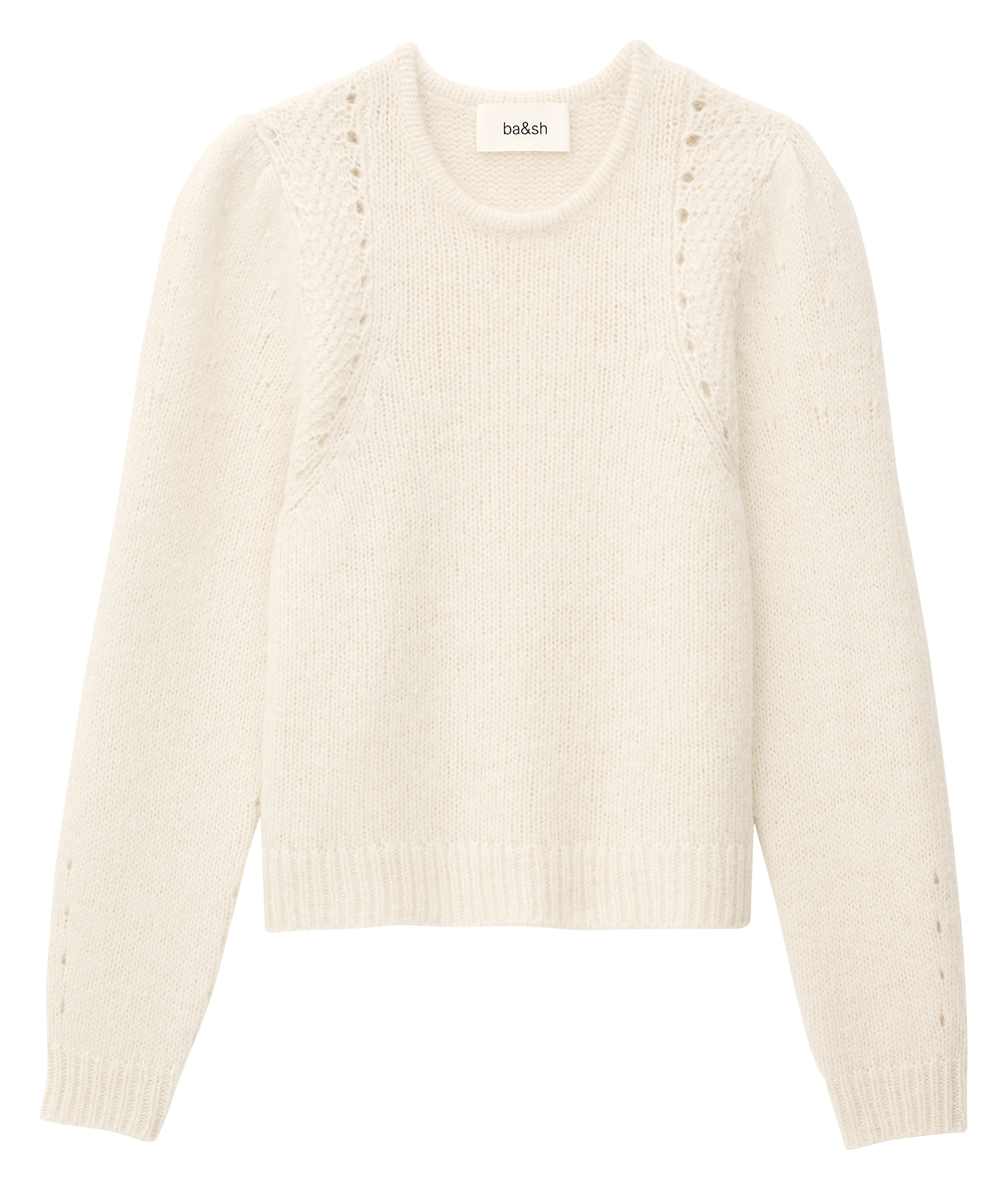 Pull court droit en laine mélangée BA&SH Beige