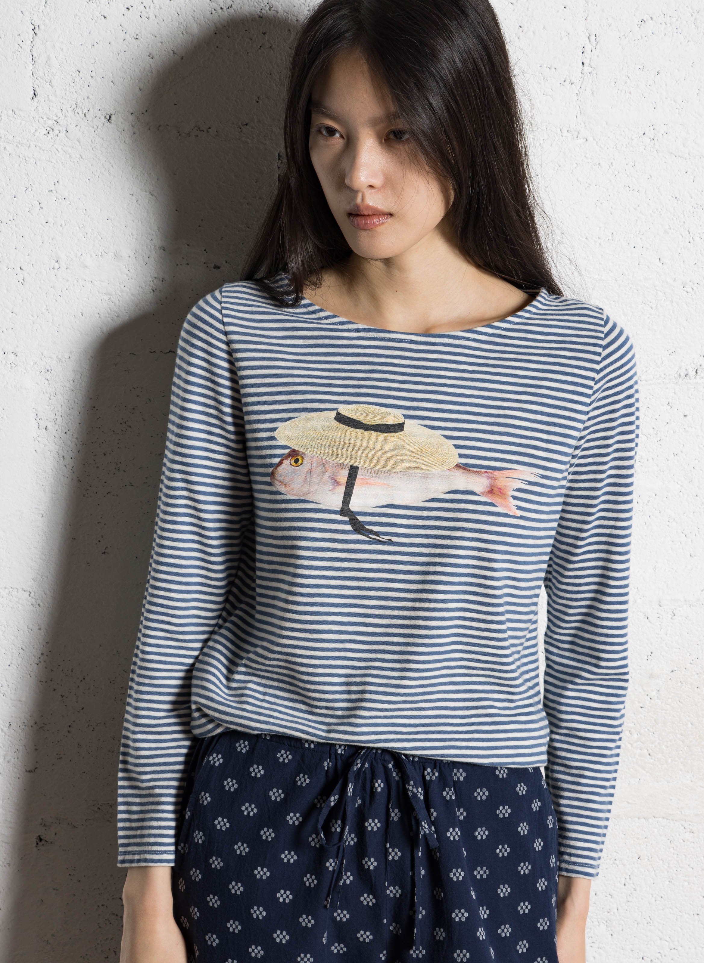 Tee-shirt manches longues rayé NICE THINGS Bleu