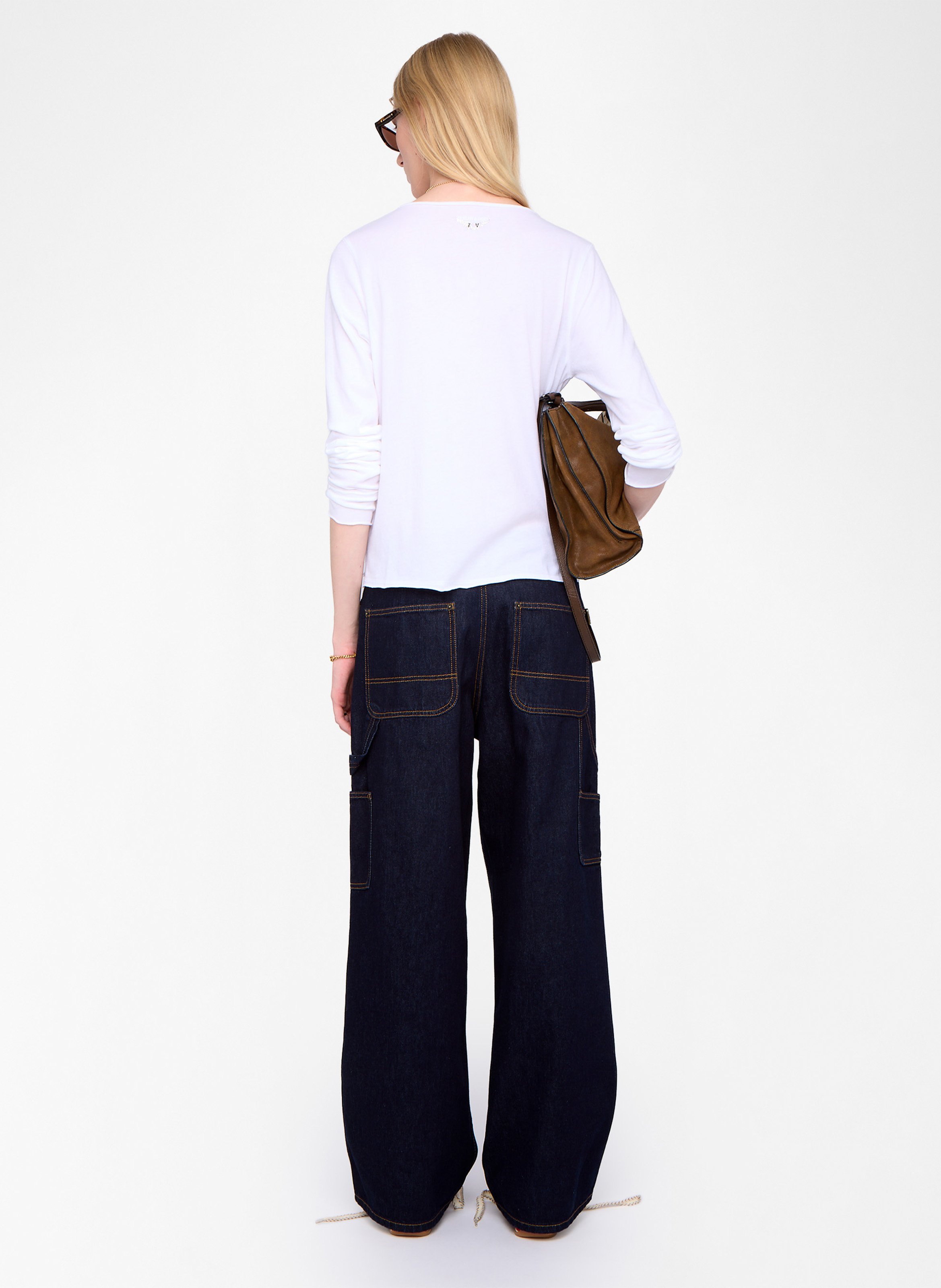 Tee-shirt col V en coton ZADIG&VOLTAIRE Blanc