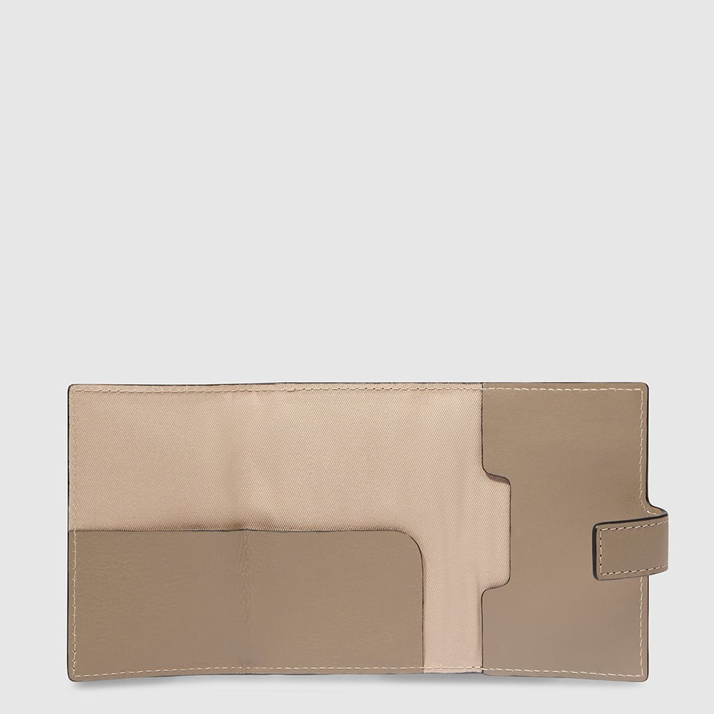 Automatic flap card holder in leather and metal with RFID protection PIQUADRO Brown