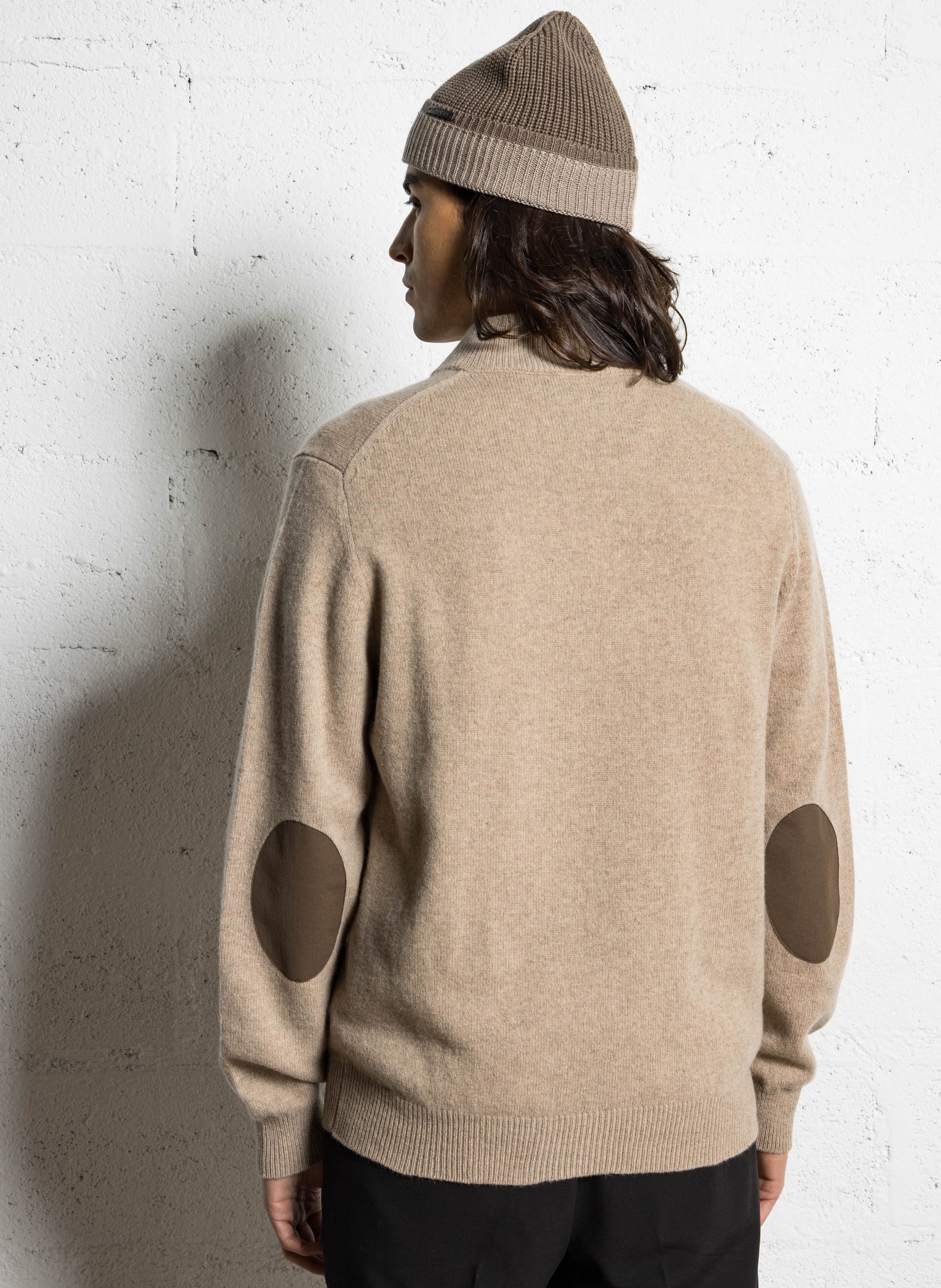 Pull col montant zippé en laine HACKETT Marron