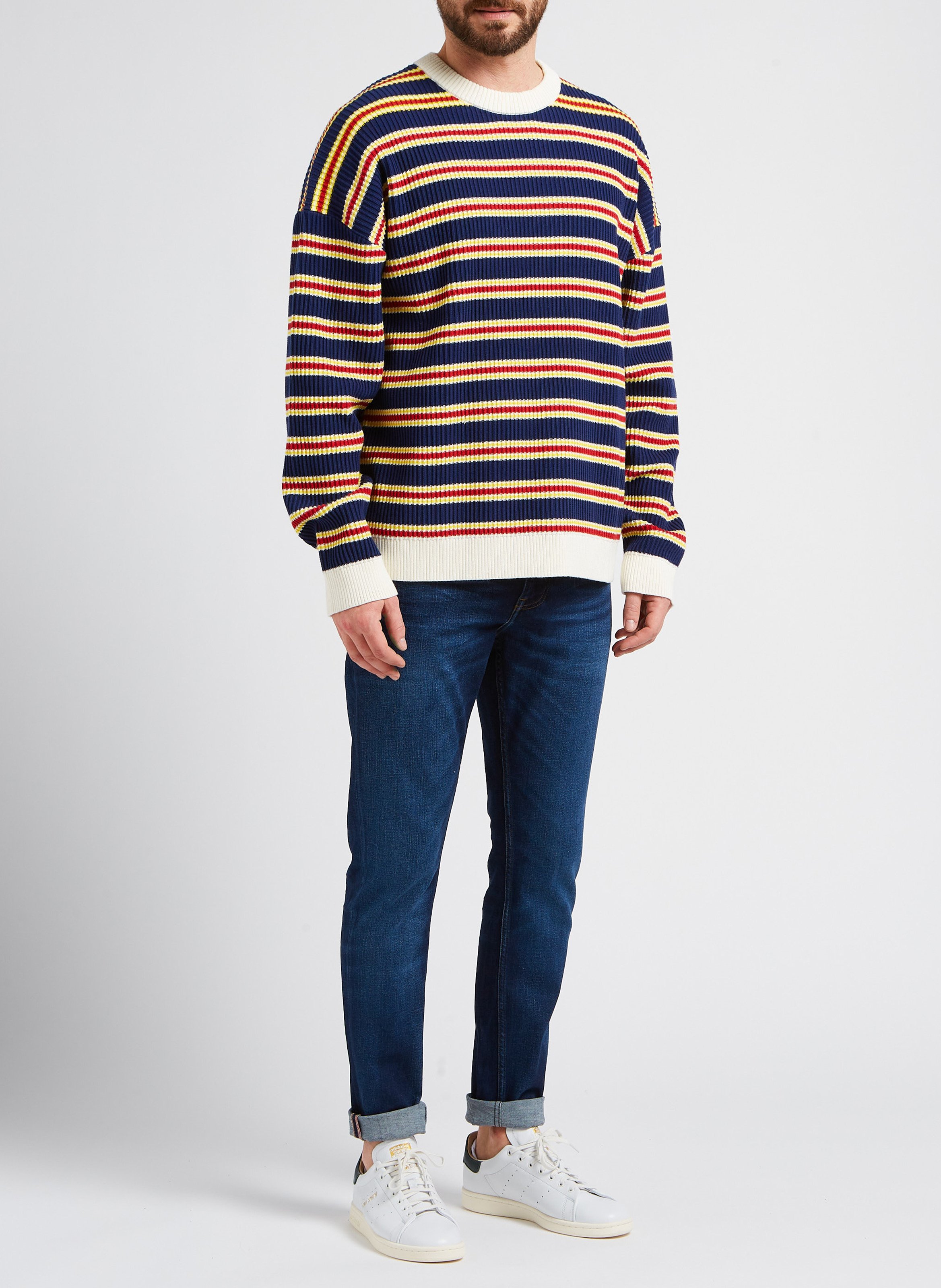 Regular-fit striped cotton sweater with round neck GANT Multicolored