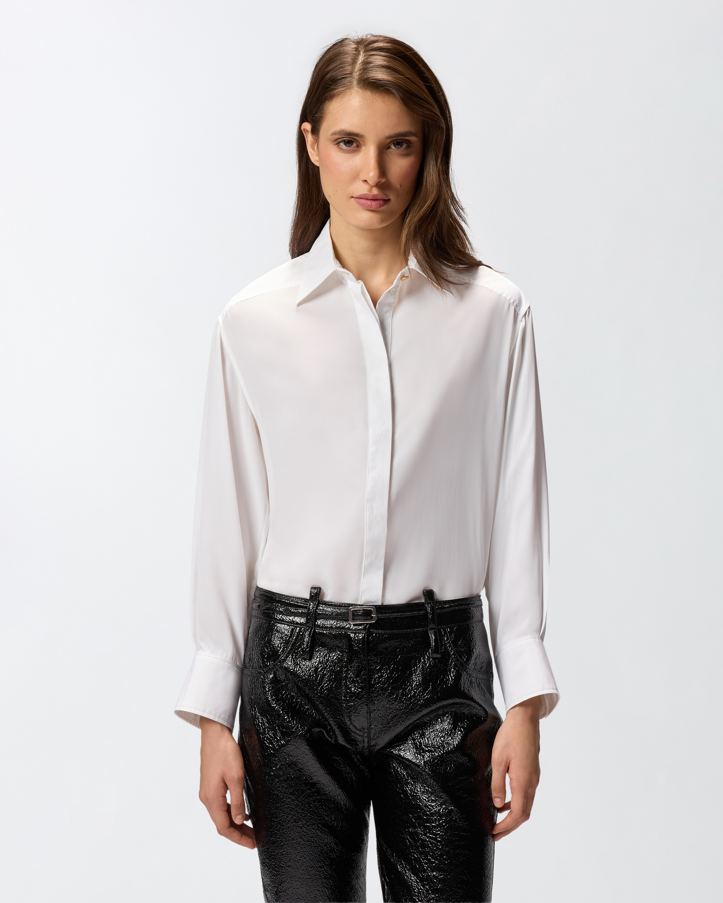 Shirt in poplin and crepe PINKO White