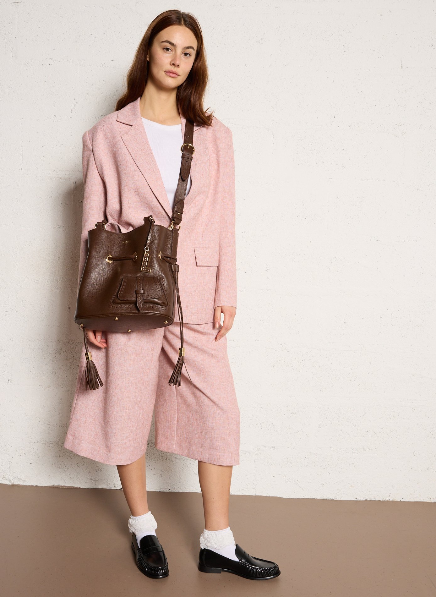 Buideltas van gekorreld leer LANCEL Bruin