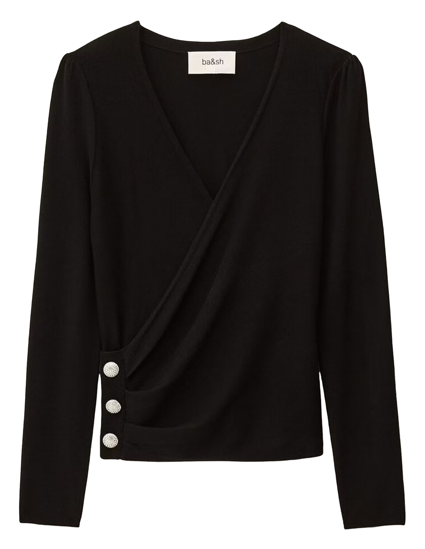 Uni wikkeltop met knopen BA&SH Zwart