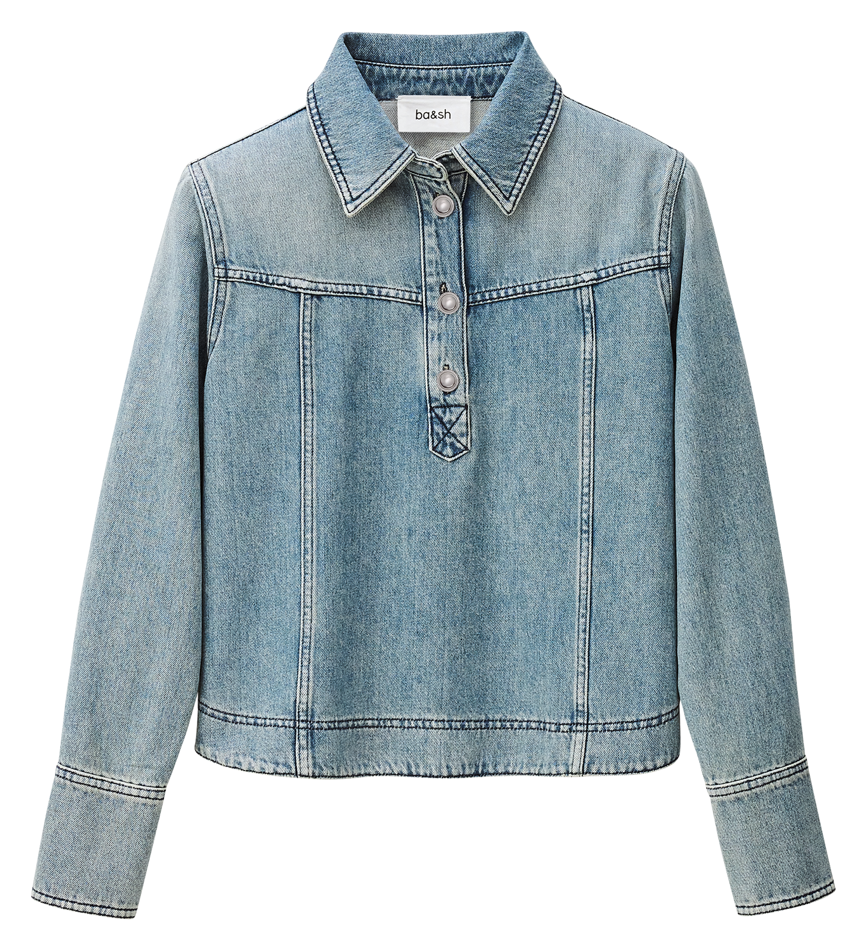 Top droit col classique en coton BA&SH Bleu