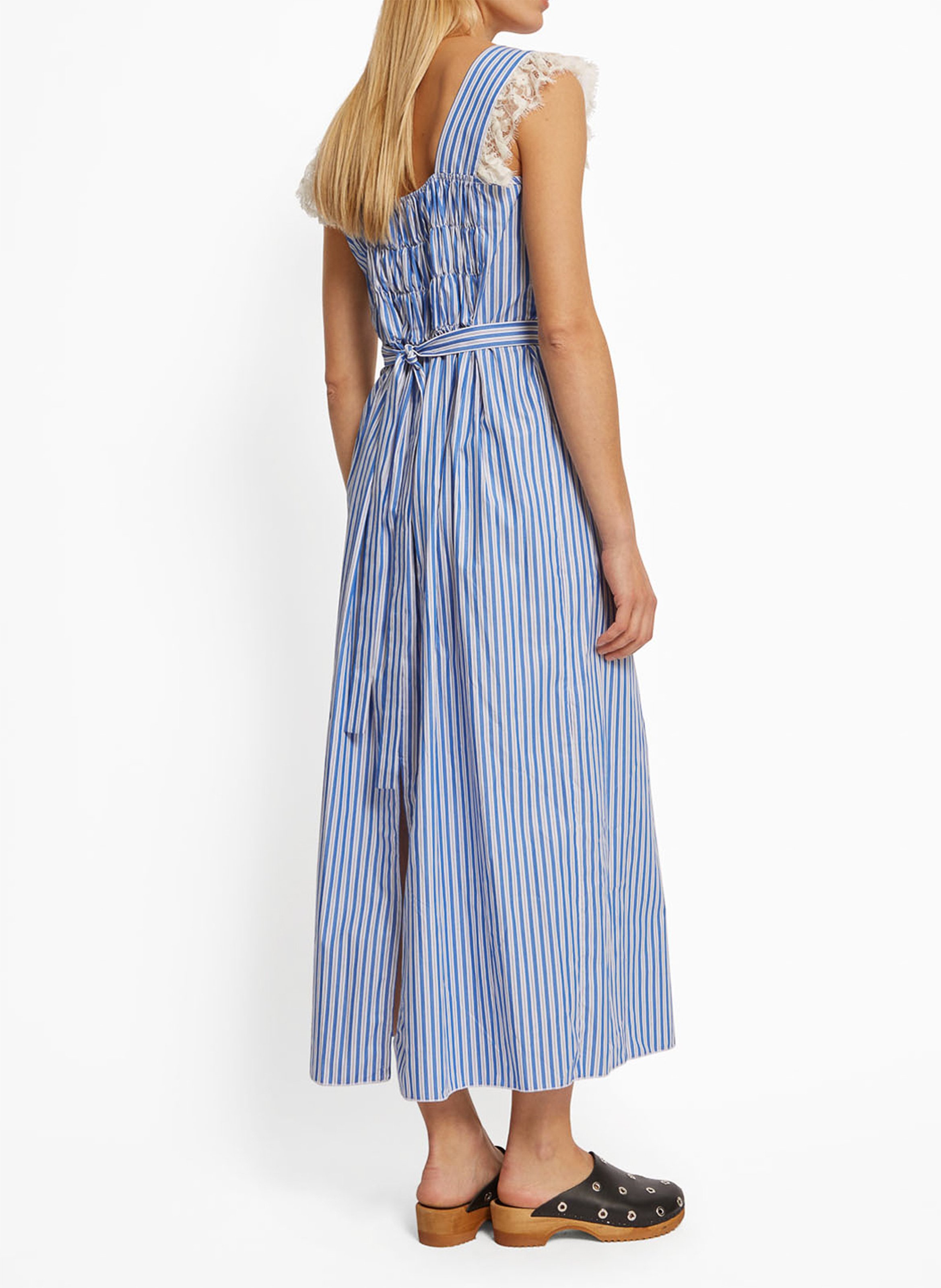 <em>Lange gestreepte jurk met riem</em> ROSEANNA Blauw