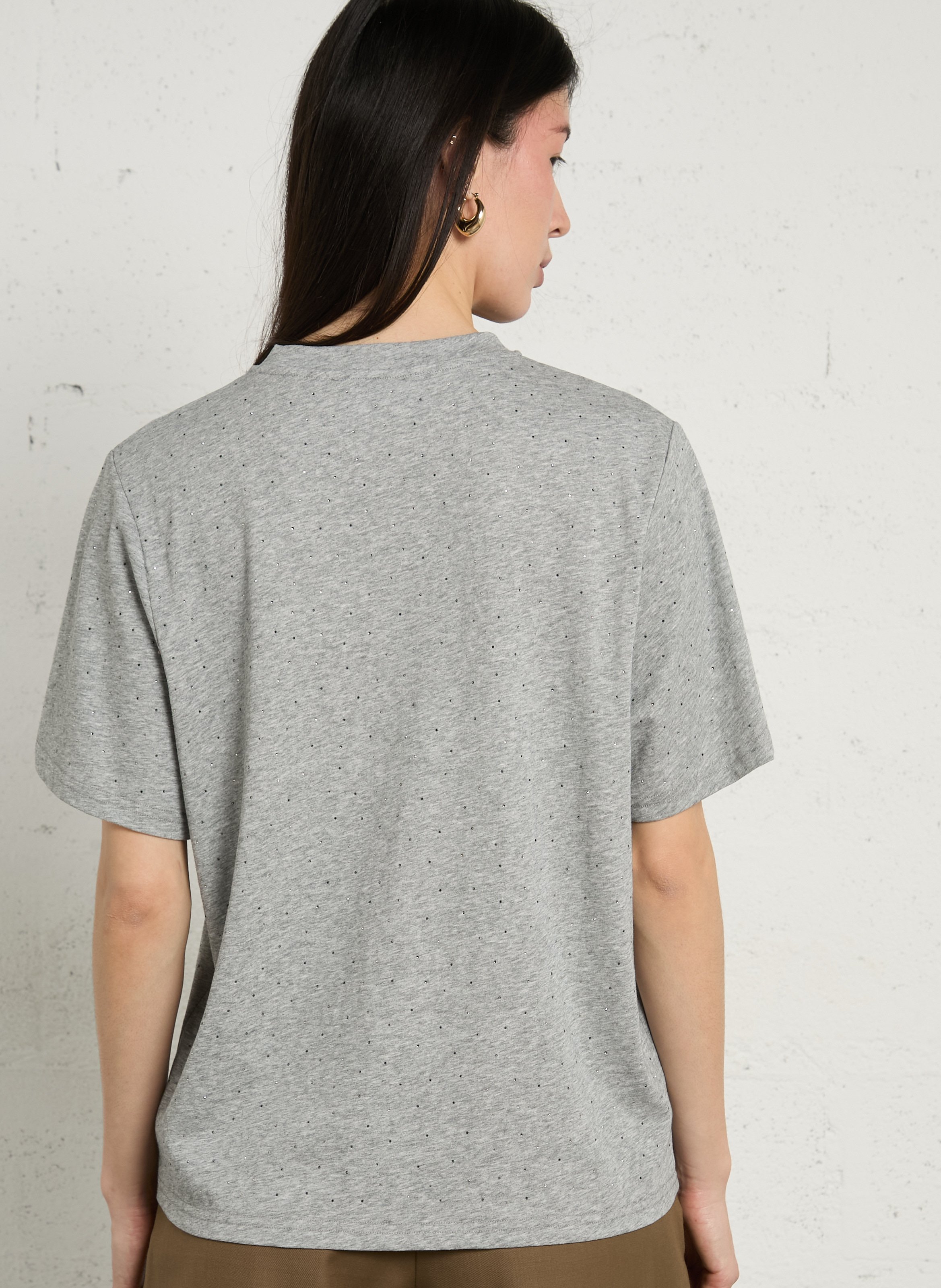 T-shirt met ronde hals en strass BERENICE Grijs