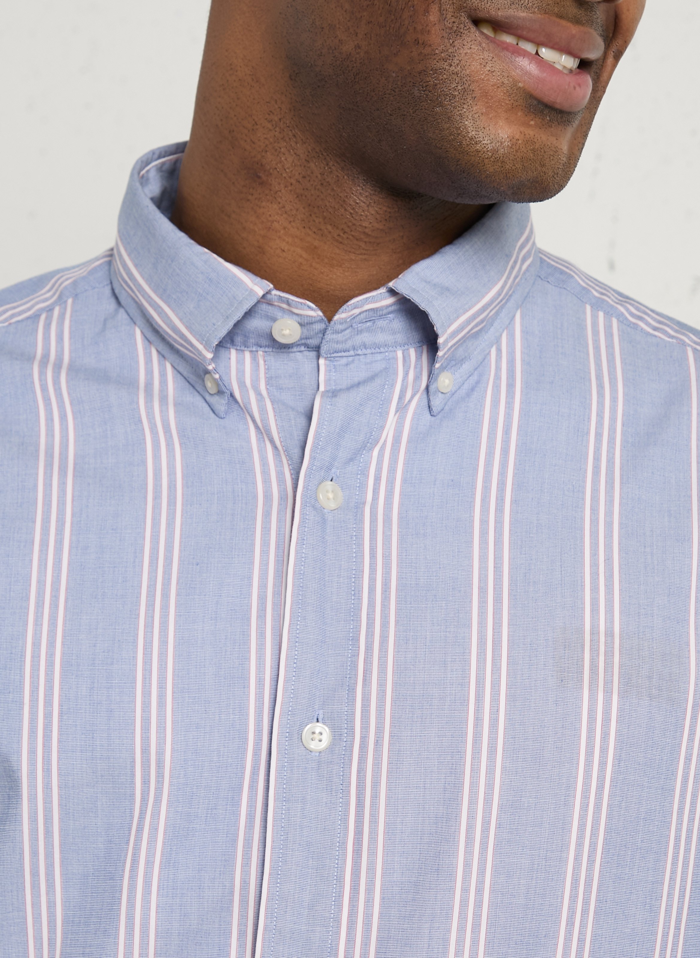 Chemise droite à rayures en coton GANT Bleu