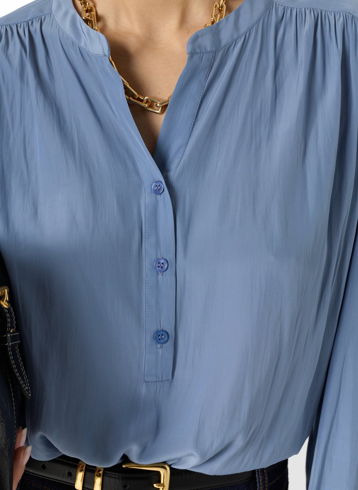 Chemisier droit col rond uni GERARD DAREL Bleu