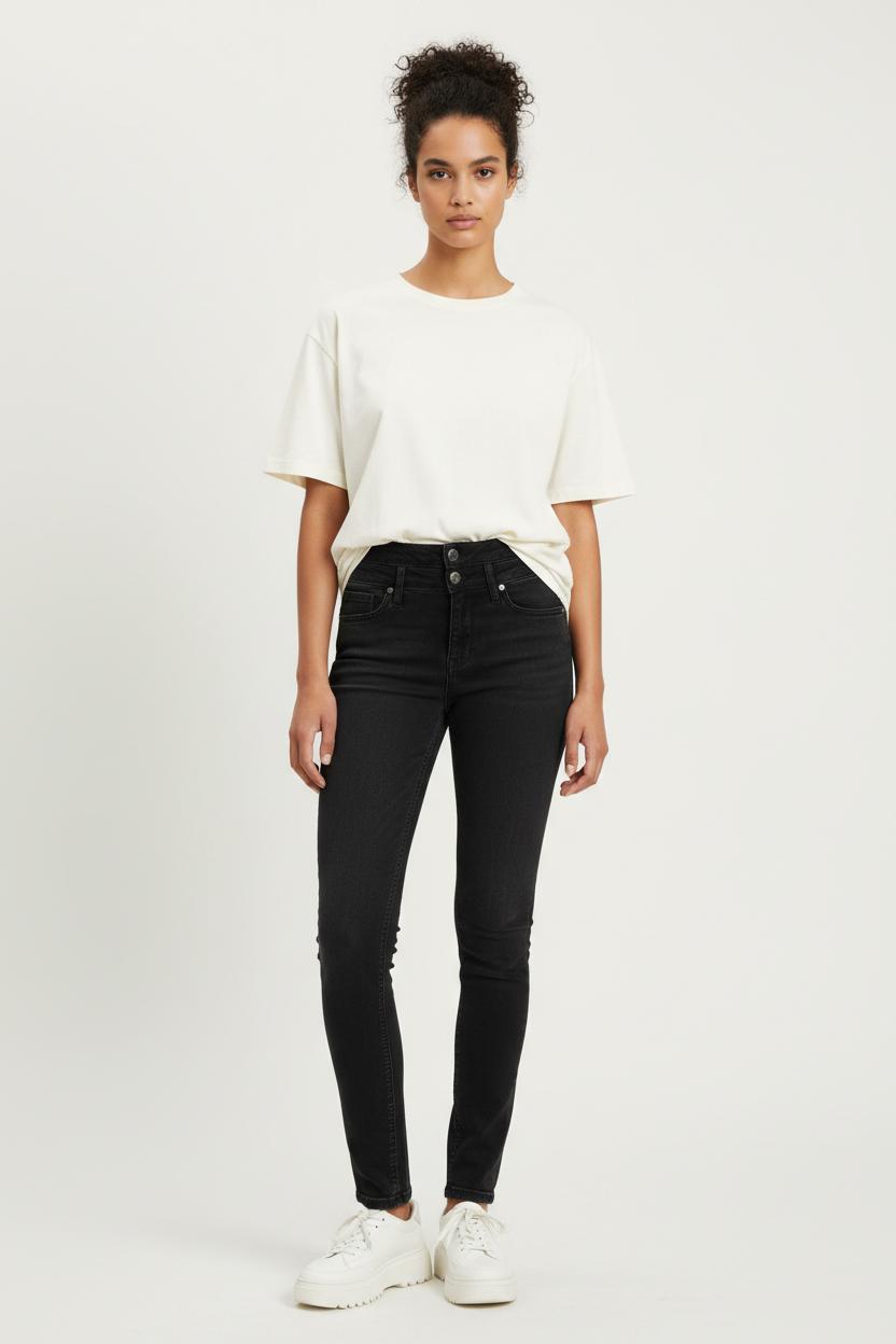 Cropped slim jeans with studs LIU JO - SECONDE MAIN Grey