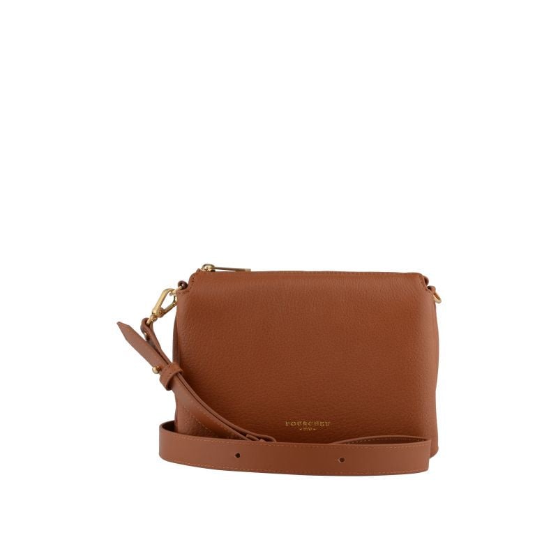 Goatskin leather shoulder bag POURCHET Brown