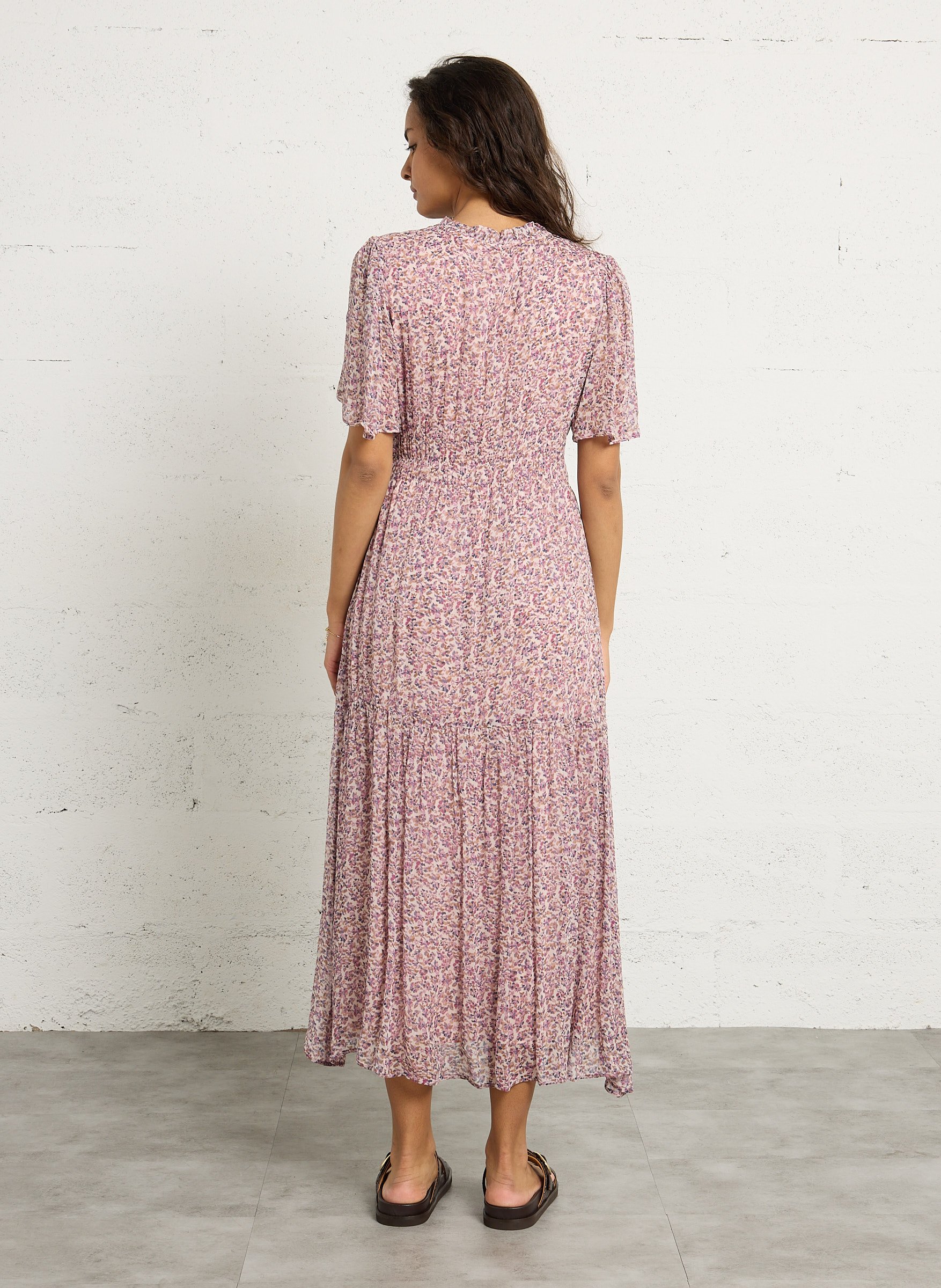 Flared V-neck maxi dress MAISON 123 Purple