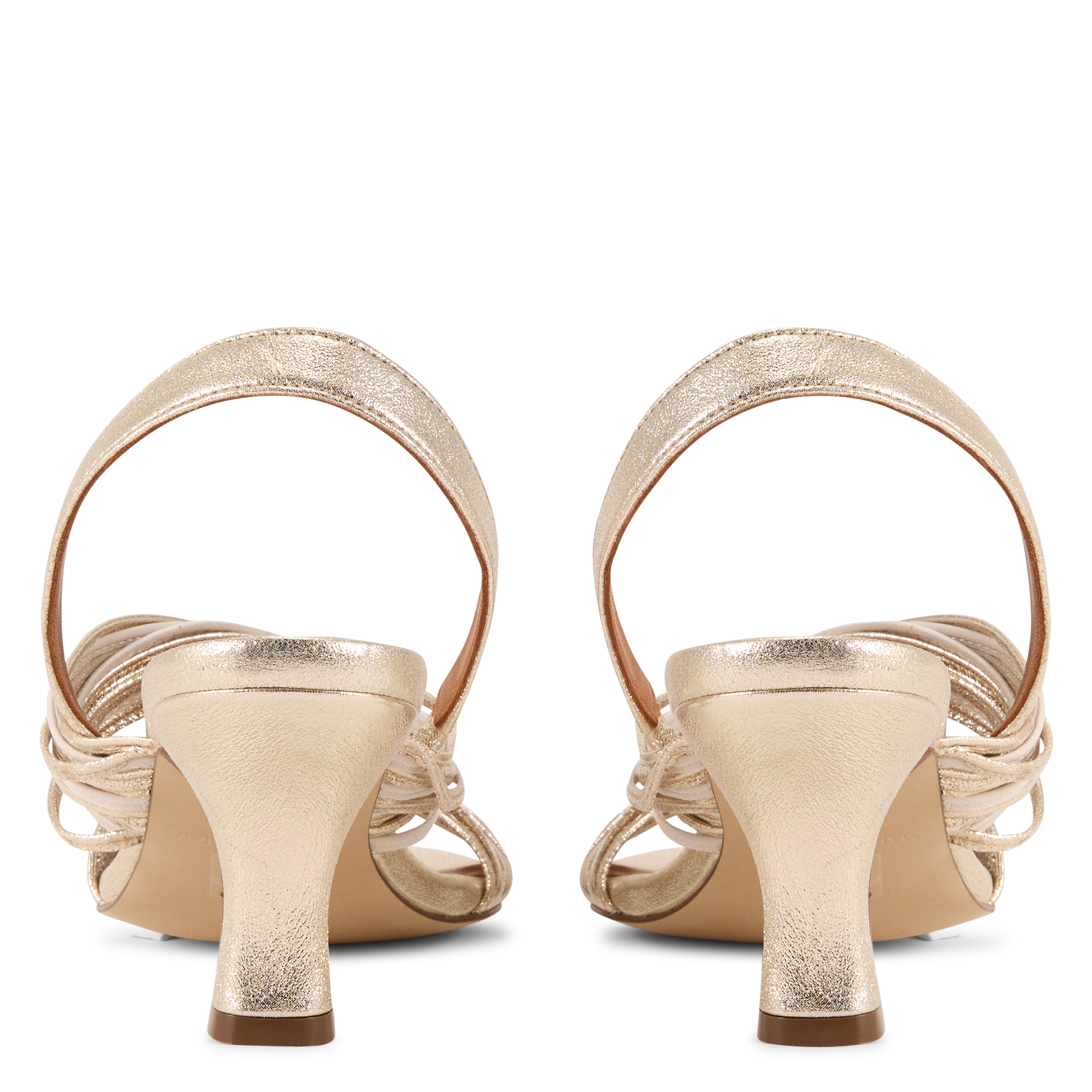 Shiny leather cross-strap heeled sandals MAISON TOUFET Golden