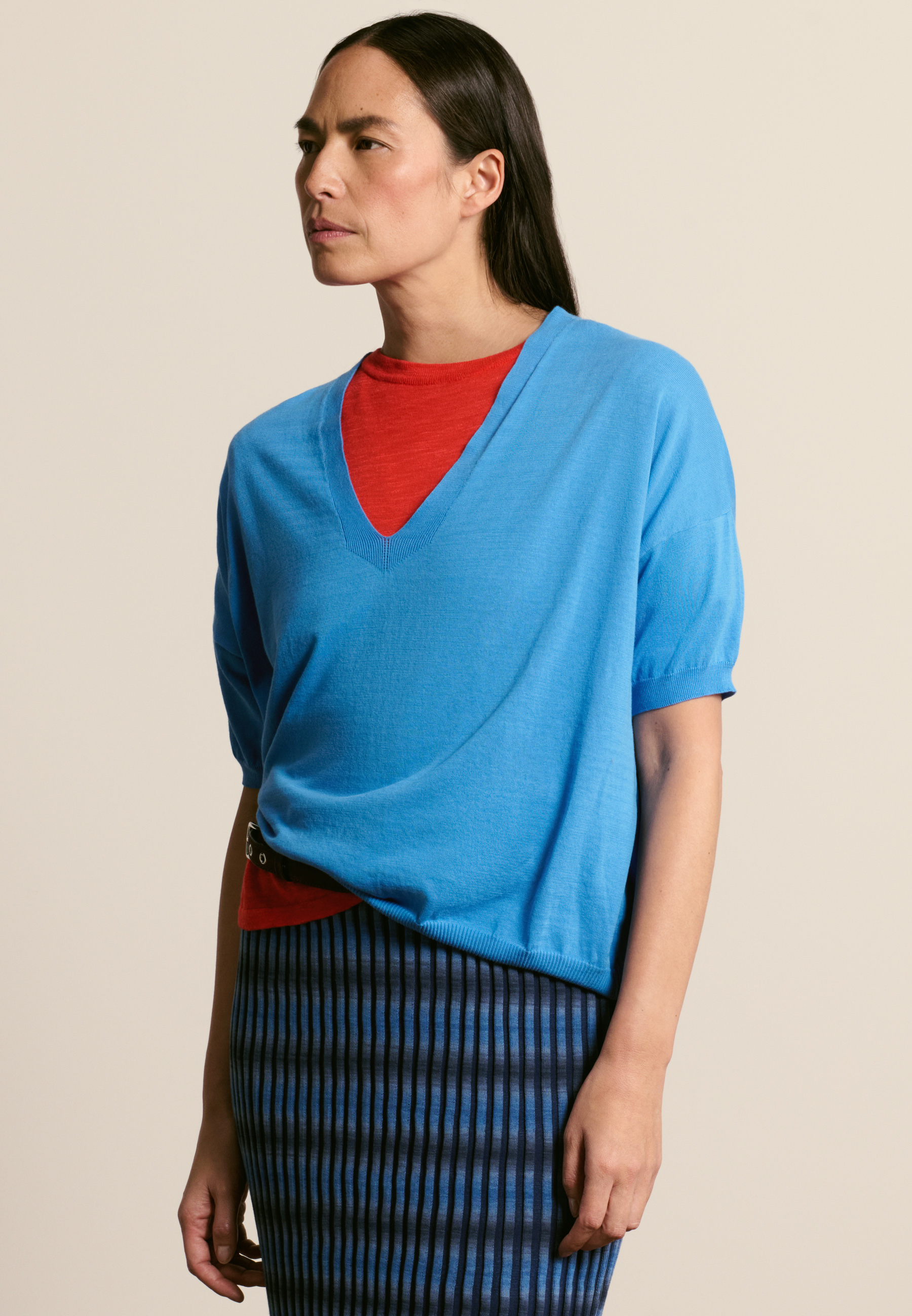 T-shirt col v en coton biologique MAISON MONTAGUT