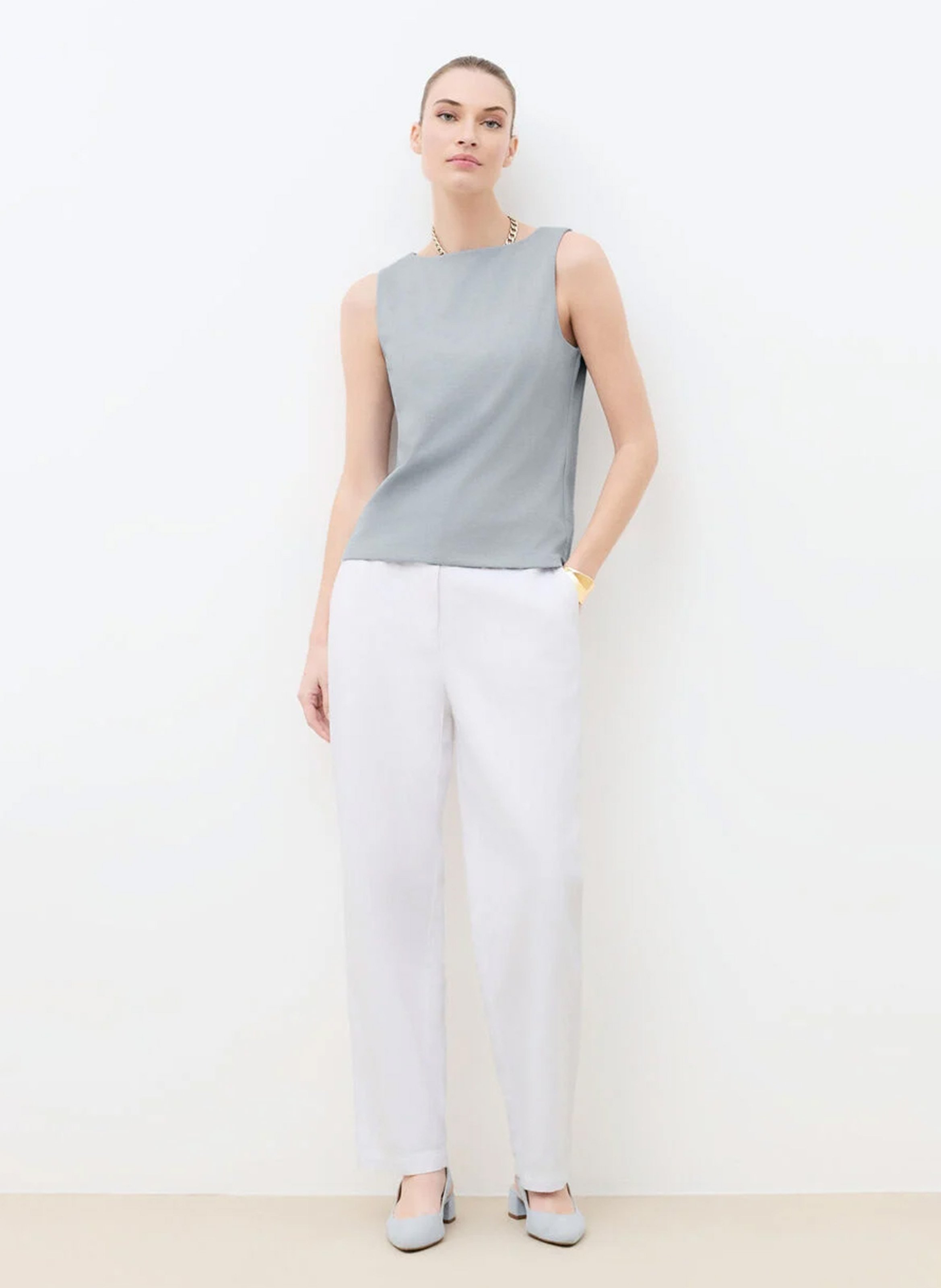 Pantalon droit en coton mélangé CAROLL Blanc