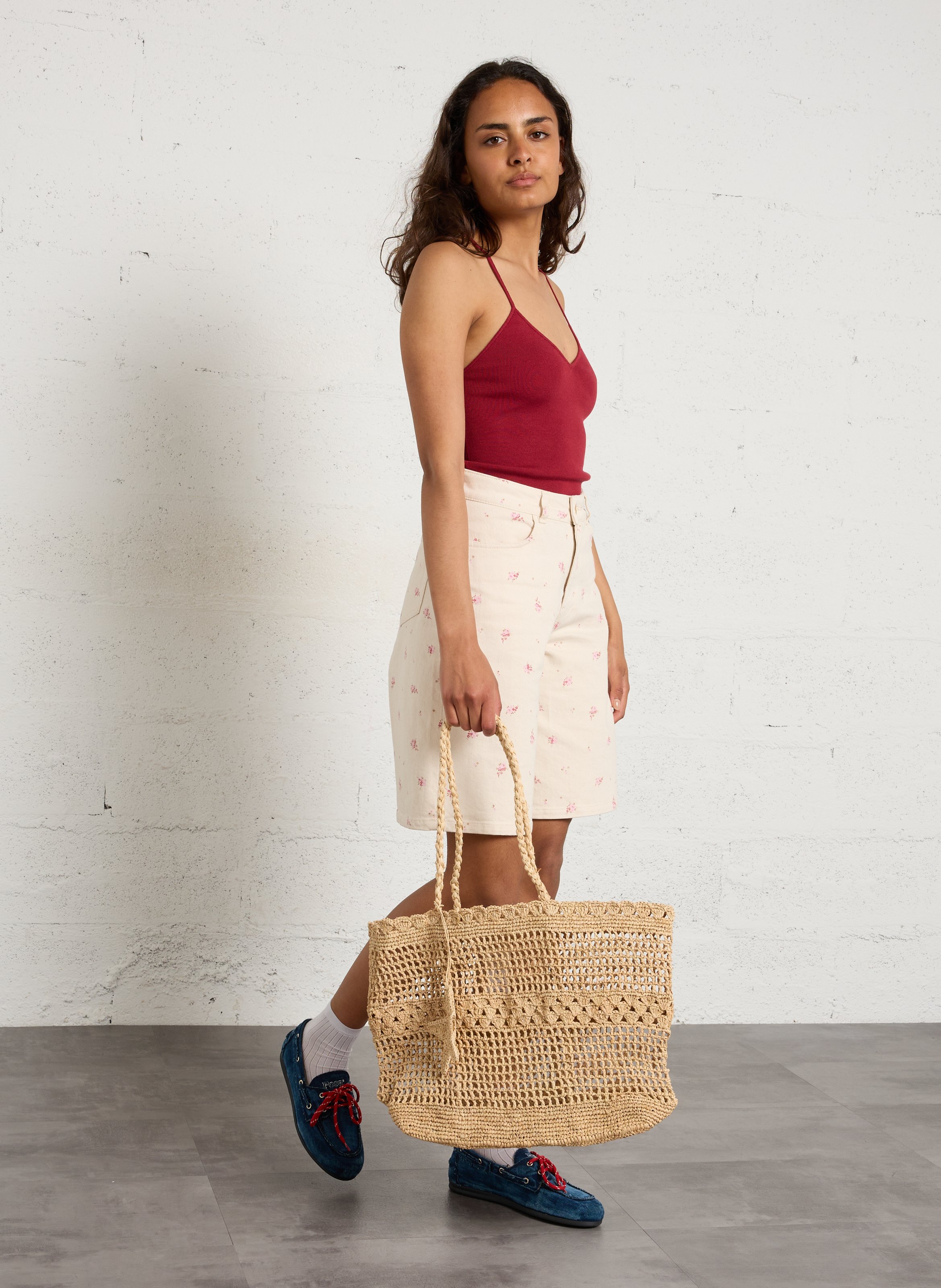 Sac de plage en crochet raphia PETITE MENDIGOTE Beige