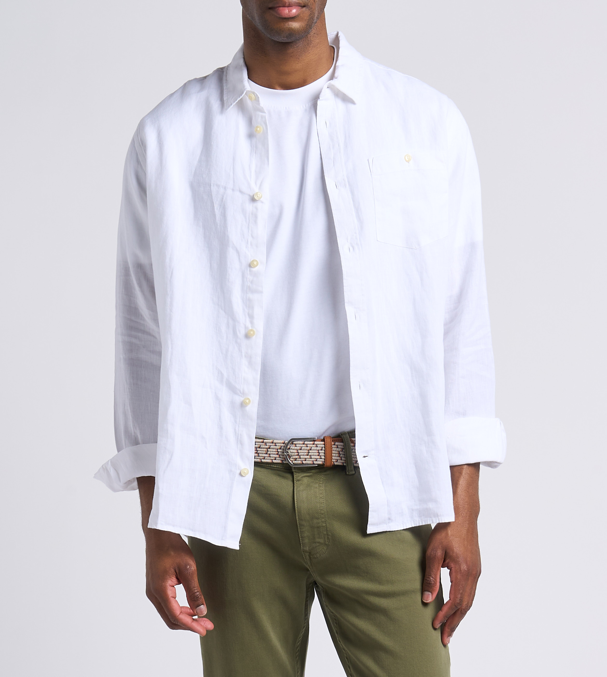 Regular-fit, linnen overhemd KNOWLEDGE COTTON APPAREL Wit