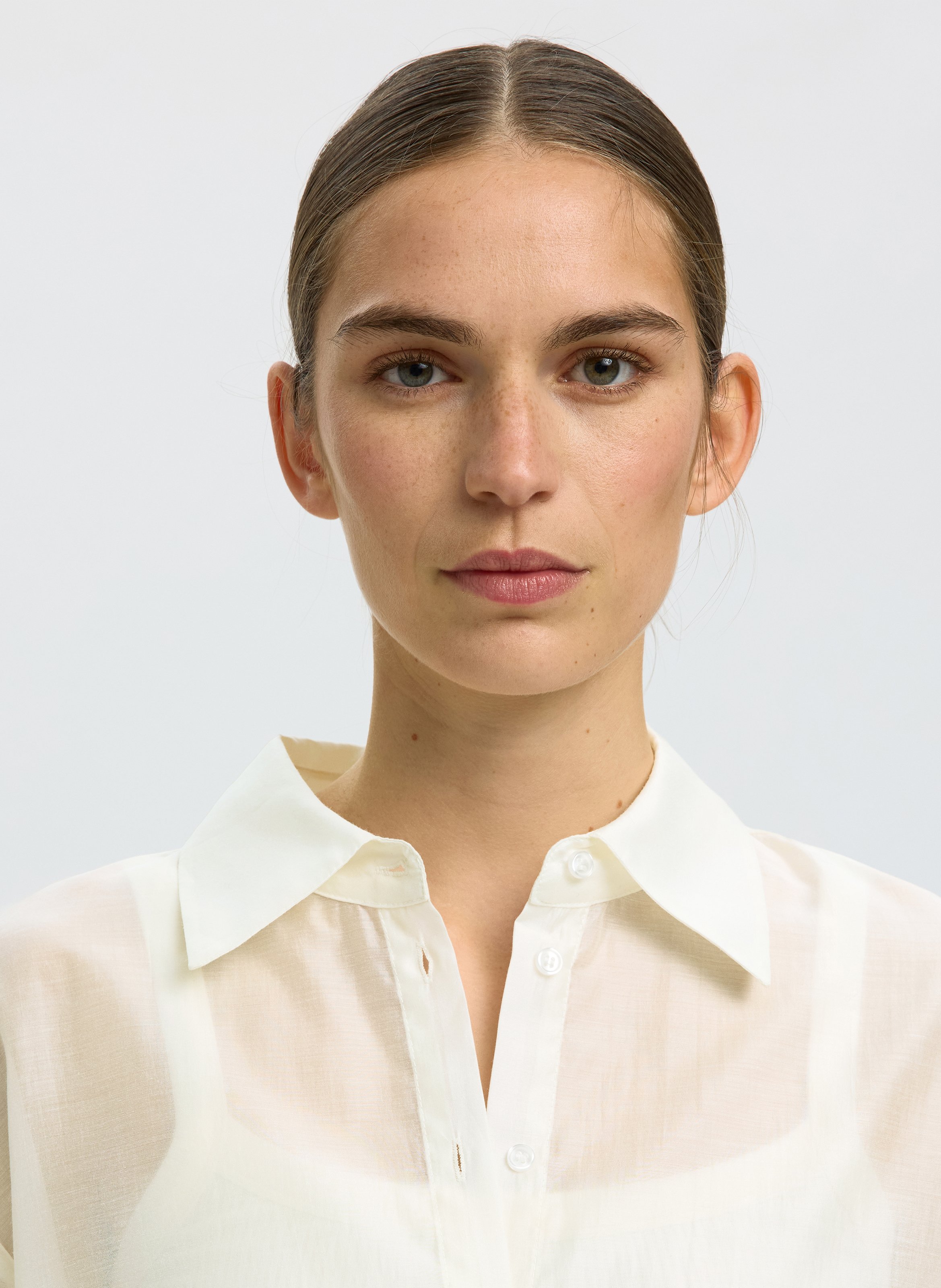 Bedrucktes Hemd mit klassischem Kragen SELECTED Beige