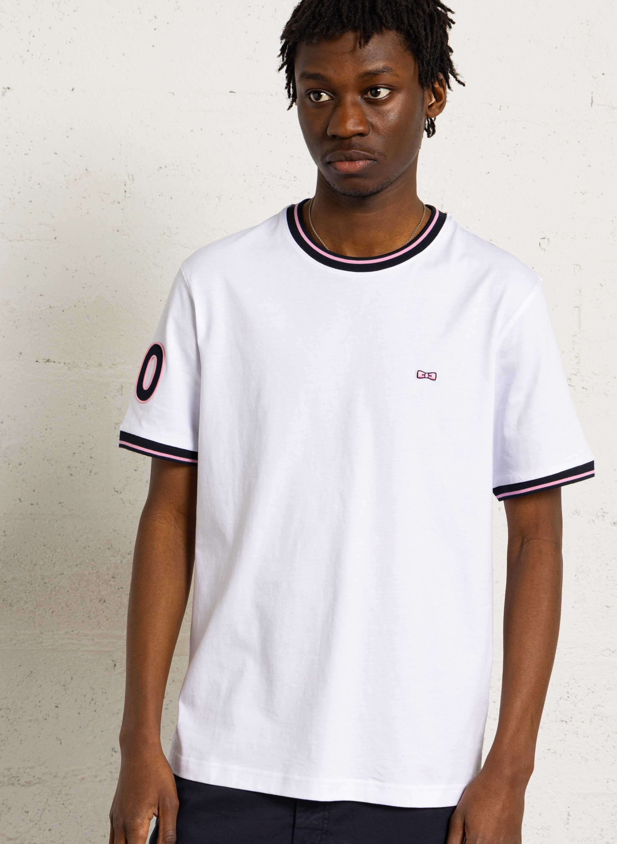 Staright embroidered round-neck cotton T-shirt EDEN PARK