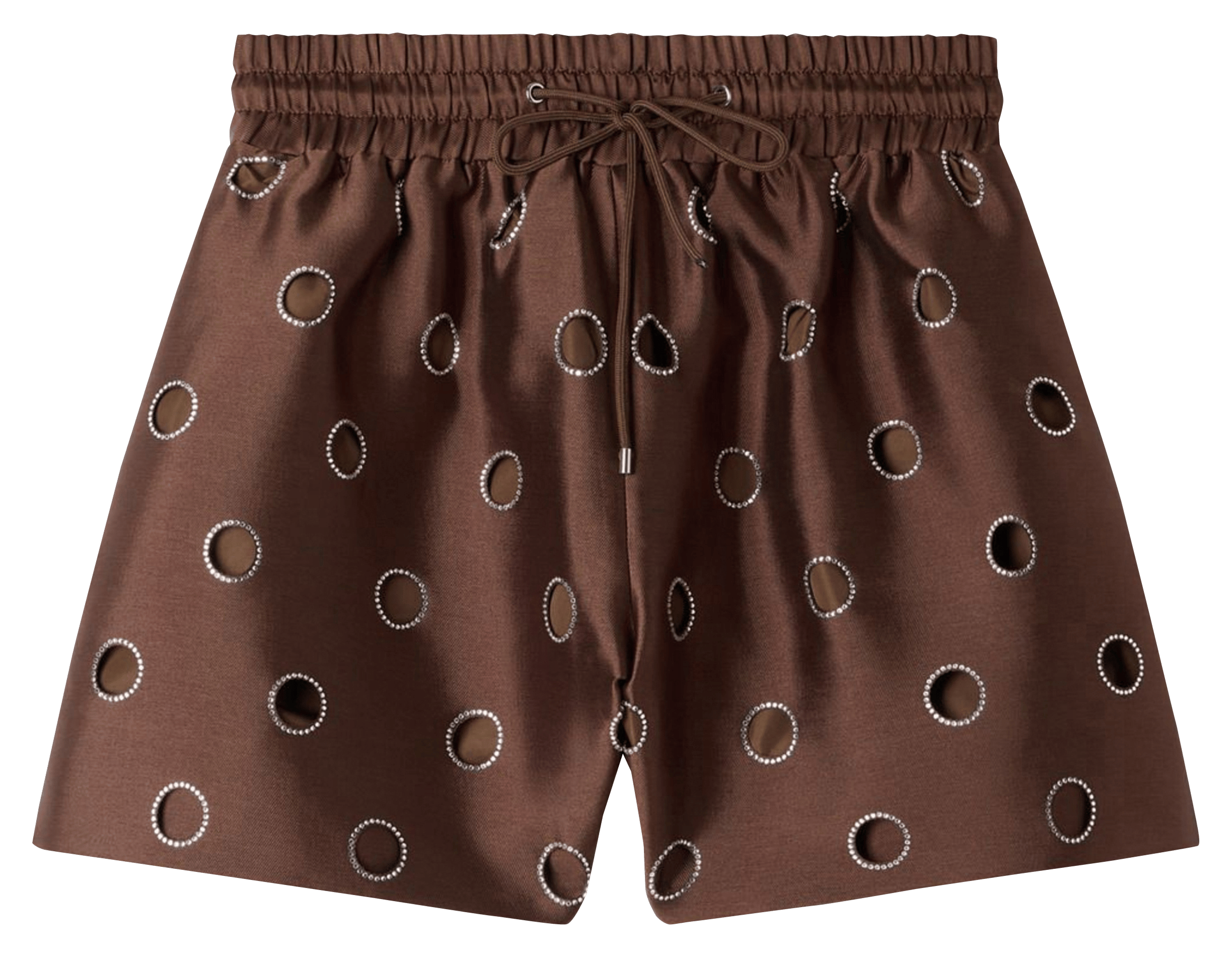 Short satiné à oeillets SANDRO Marron