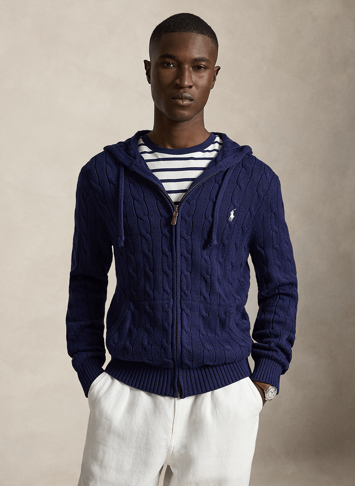 Straight cotton hooded vest POLO RALPH LAUREN Blue