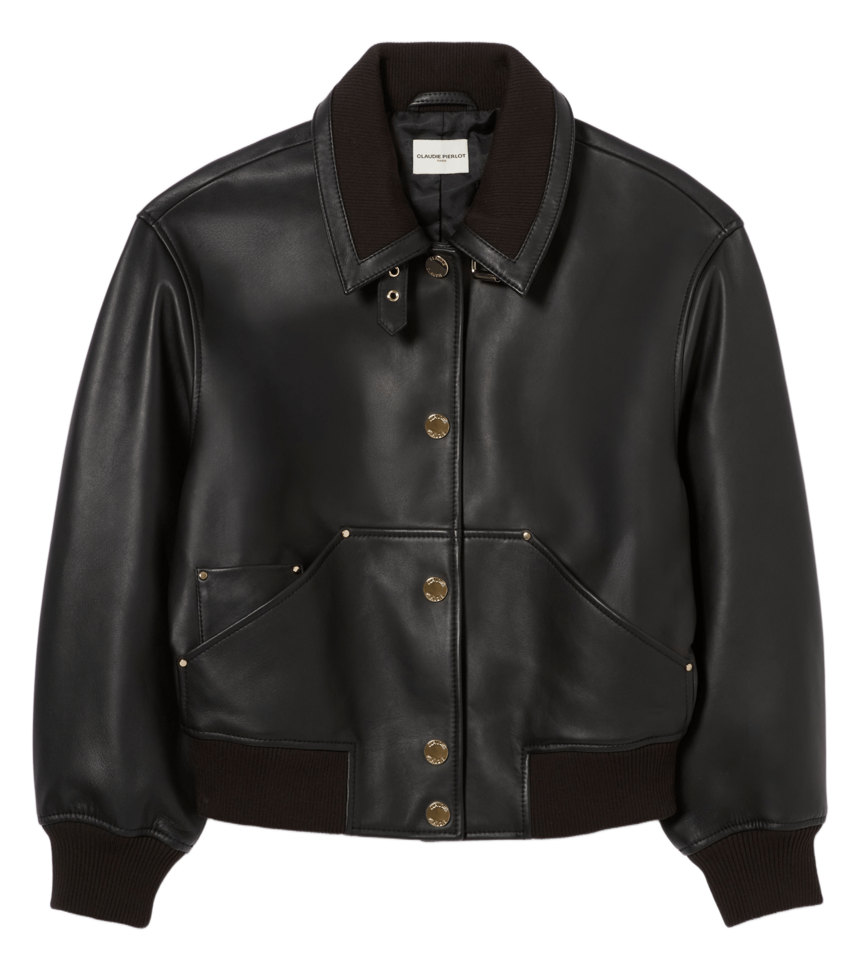 Blouson ample en cuir CLAUDIE PIERLOT Noir