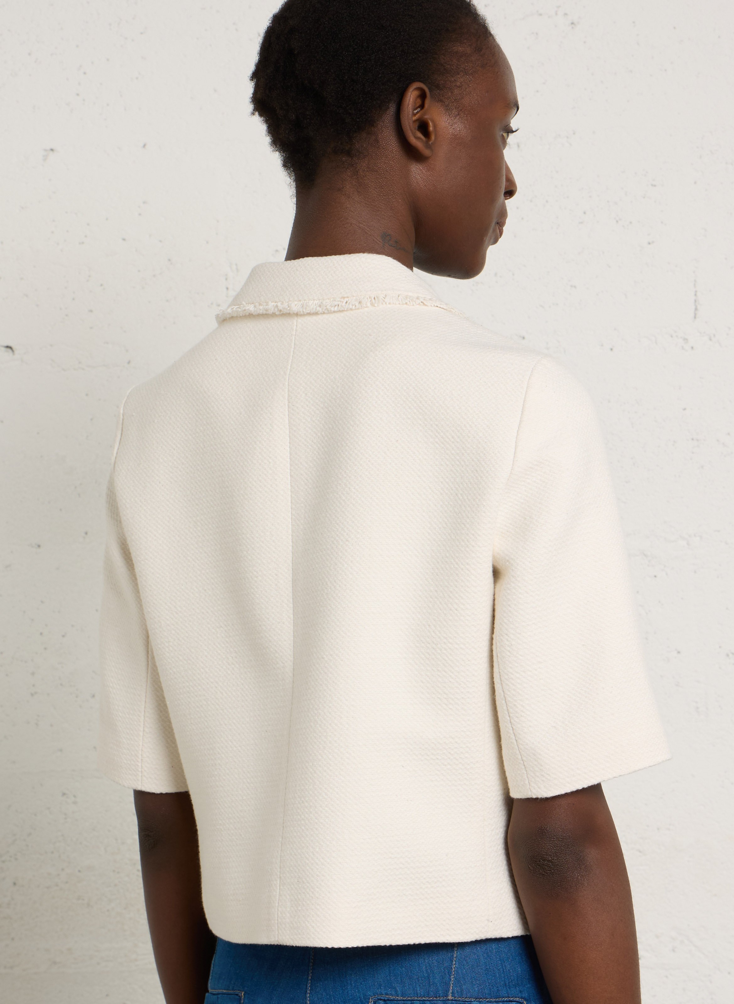 Veste col tailleur en coton mélangé MAISON 123 Blanc