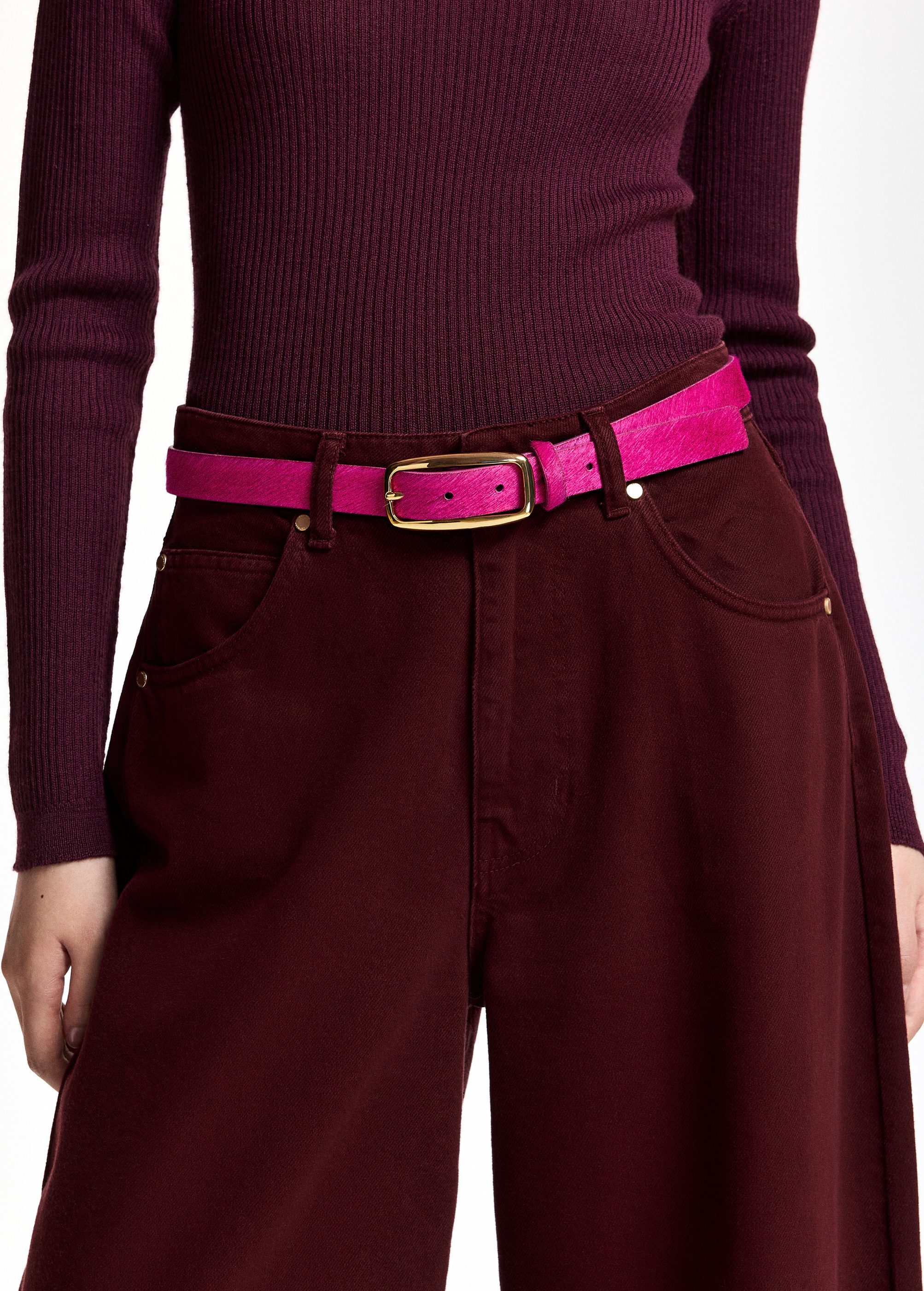 Pony leather belt ESSENTIEL ANTWERP Pink