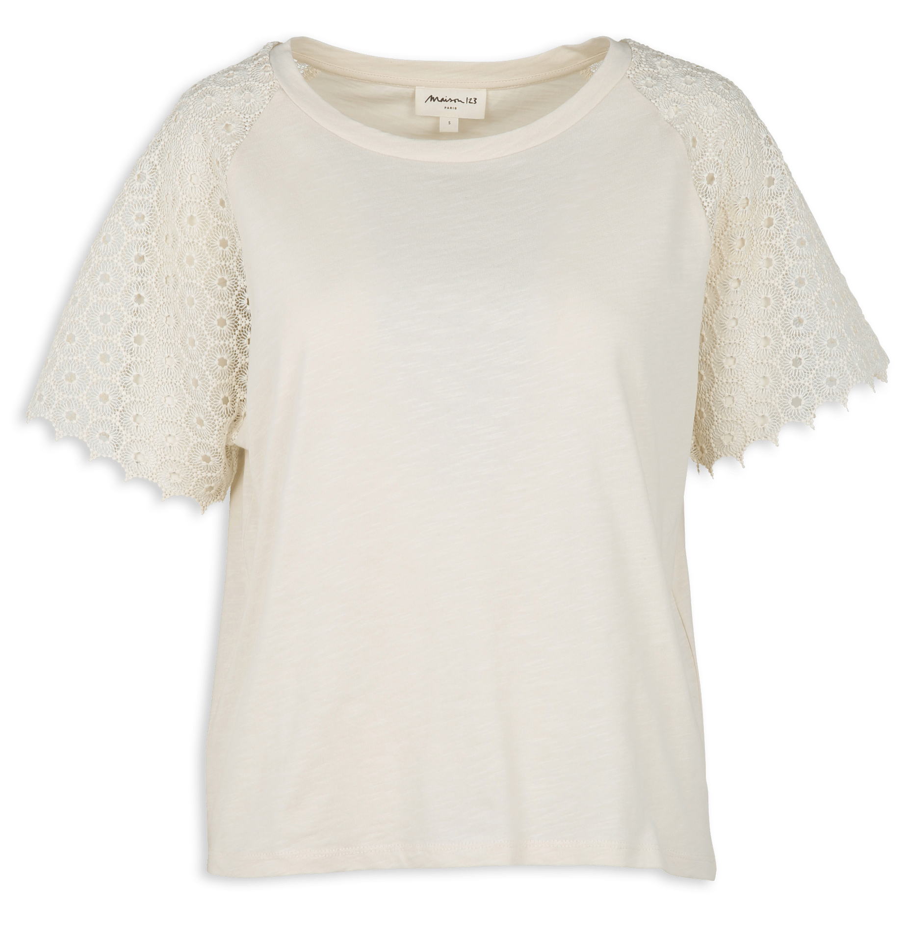 Round neck cotton top MAISON 123 Beige
