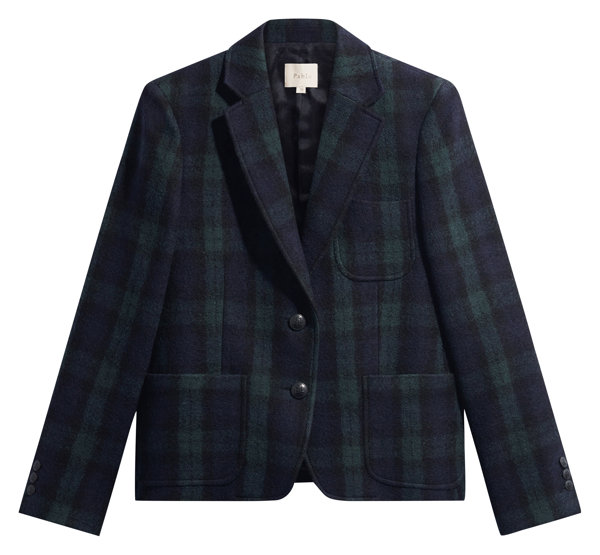 Blazer van bedrukte wollen stof PABLO Blauw