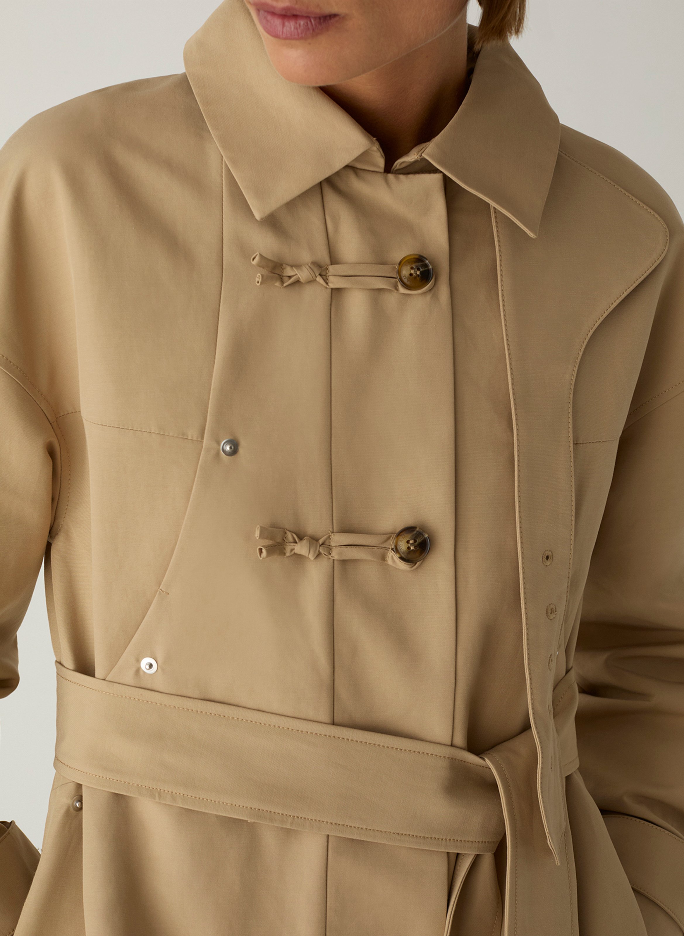 Trenchcoat van katoenmix met reverskraag LAAGAM Beige