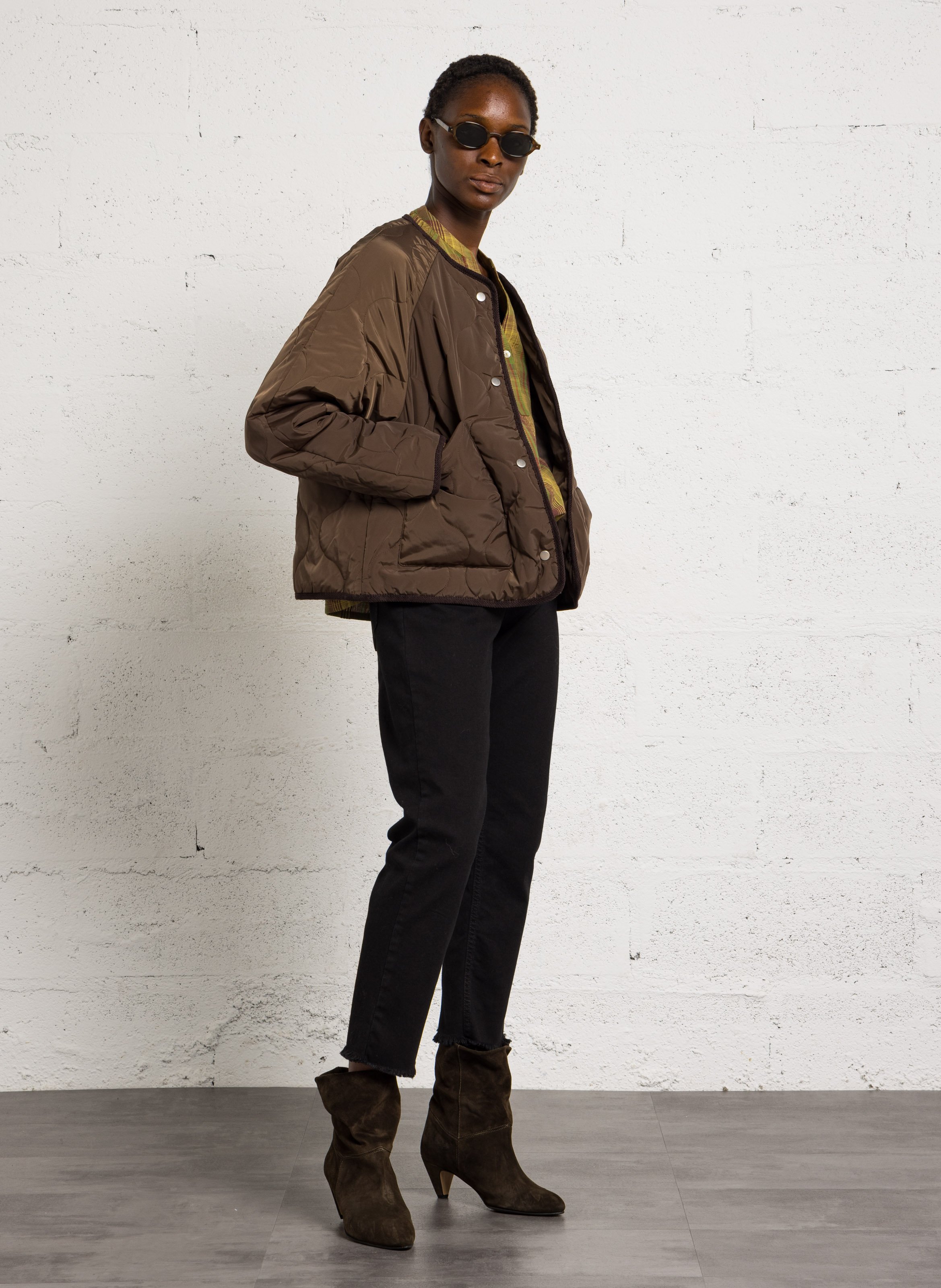 Quilted round neck jacket JC SOPHIE Brown