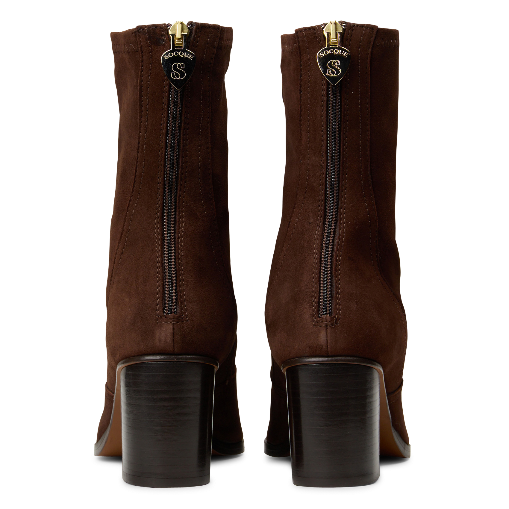 Bottines zippées en cuir suédé SOCQUE PARIS Marron